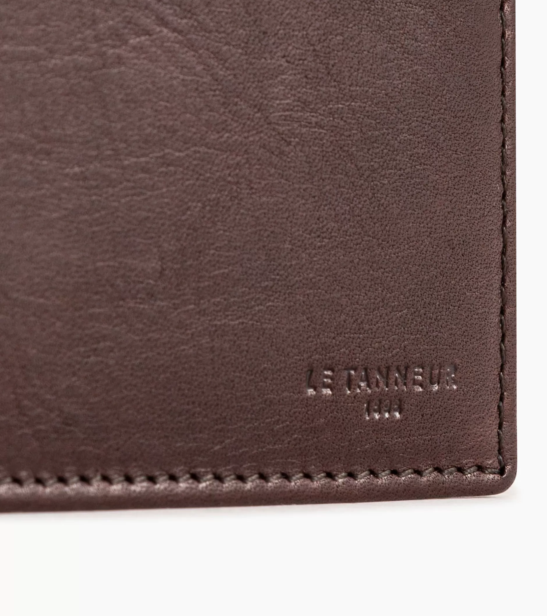 Homme Le Tanneur Portefeuille horizontal à rabat 2 volets en cuir huilé - Brown