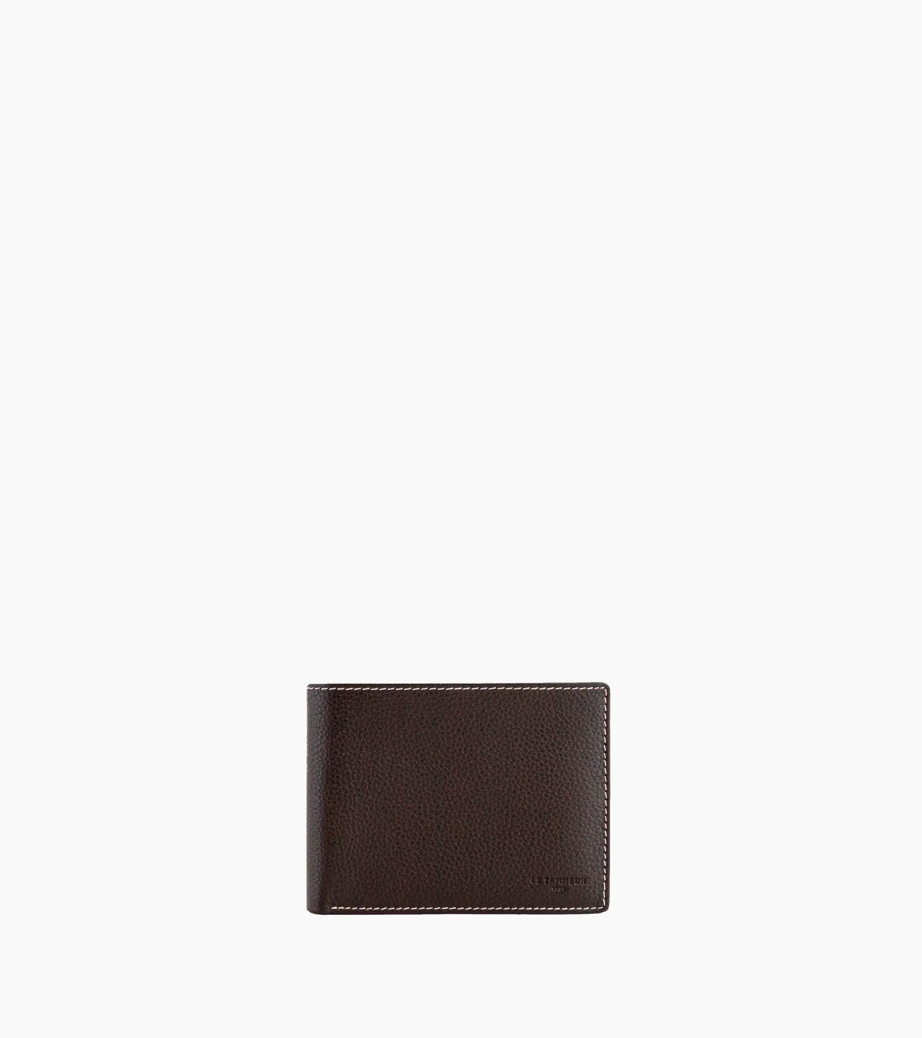 Homme Le Tanneur Portefeuille horizontal zippé 2 volets Charles en cuir grainé - Brown Coffee Chalk White