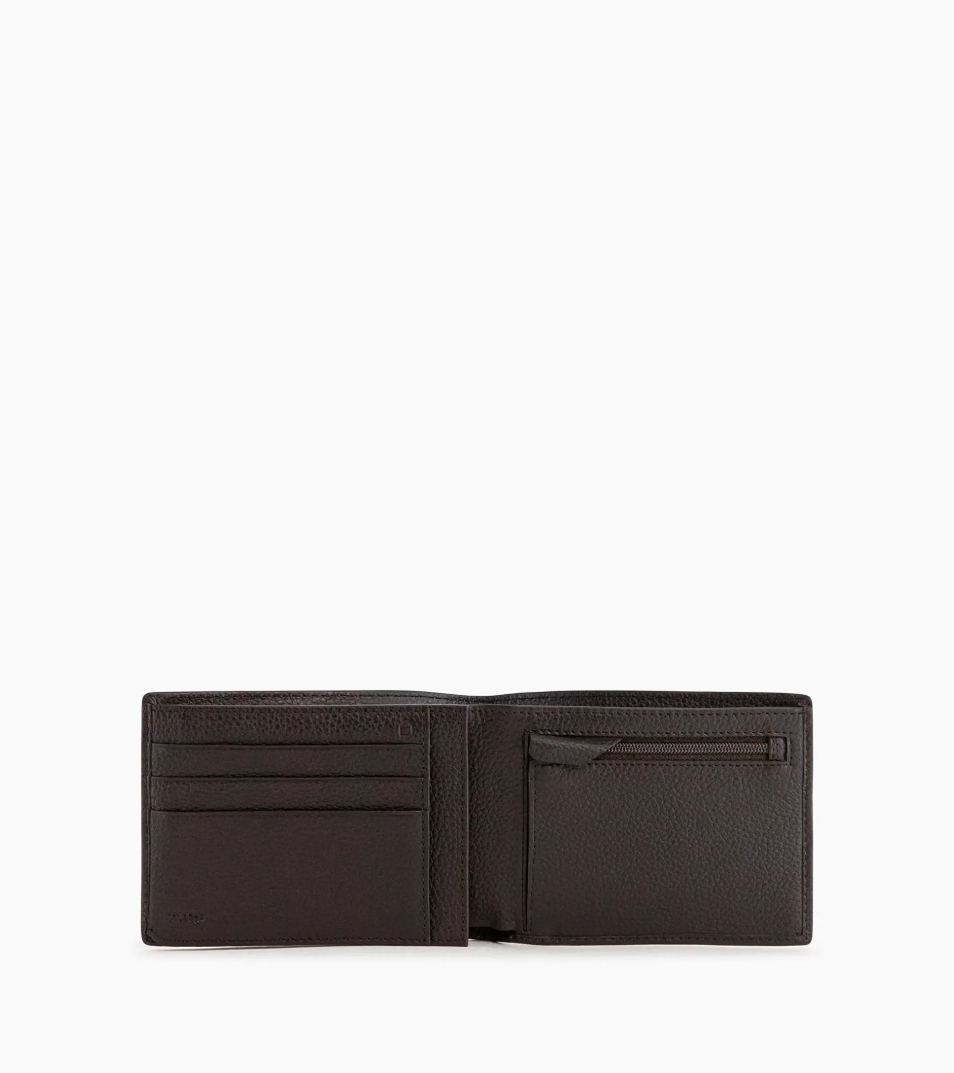 Homme Le Tanneur Portefeuille horizontal zippé 2 volets Charles en cuir grainé - Brown Coffee Chalk White