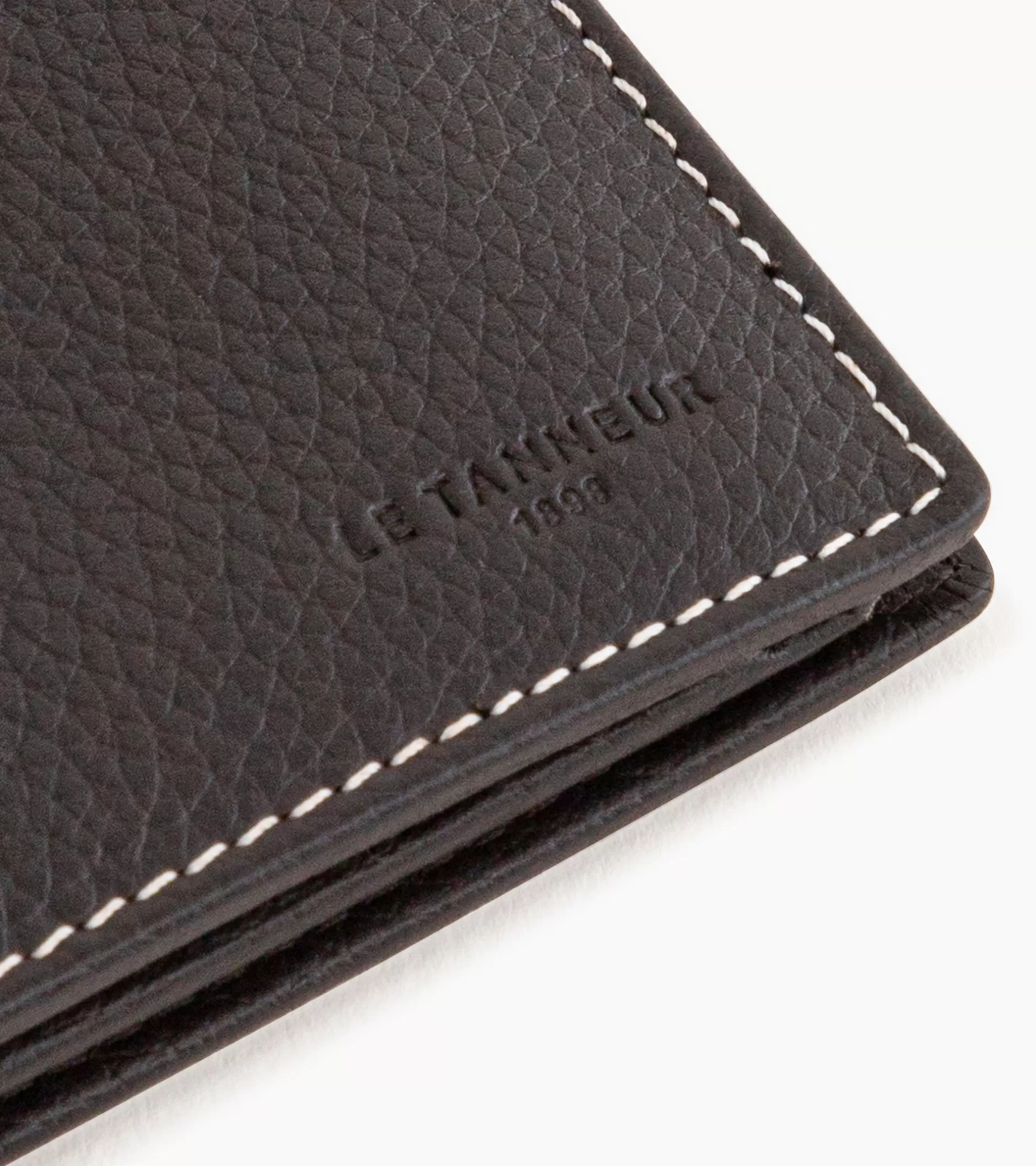 Homme Le Tanneur Portefeuille horizontal zippé 2 volets Charles en cuir grainé - Brown Coffee Chalk White