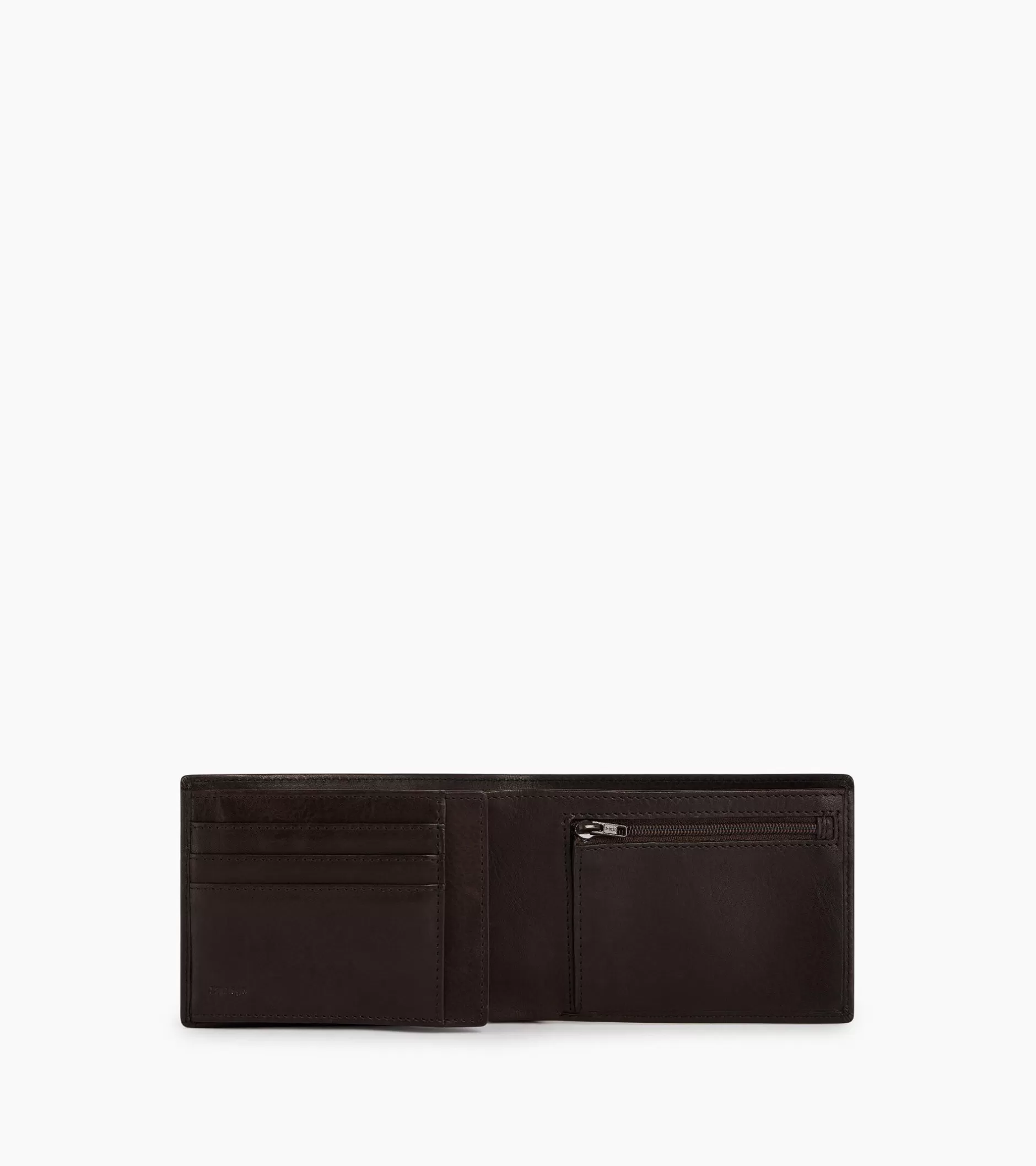 Homme Le Tanneur Portefeuille horizontal zippé 2 volets en cuir huilé - Brown