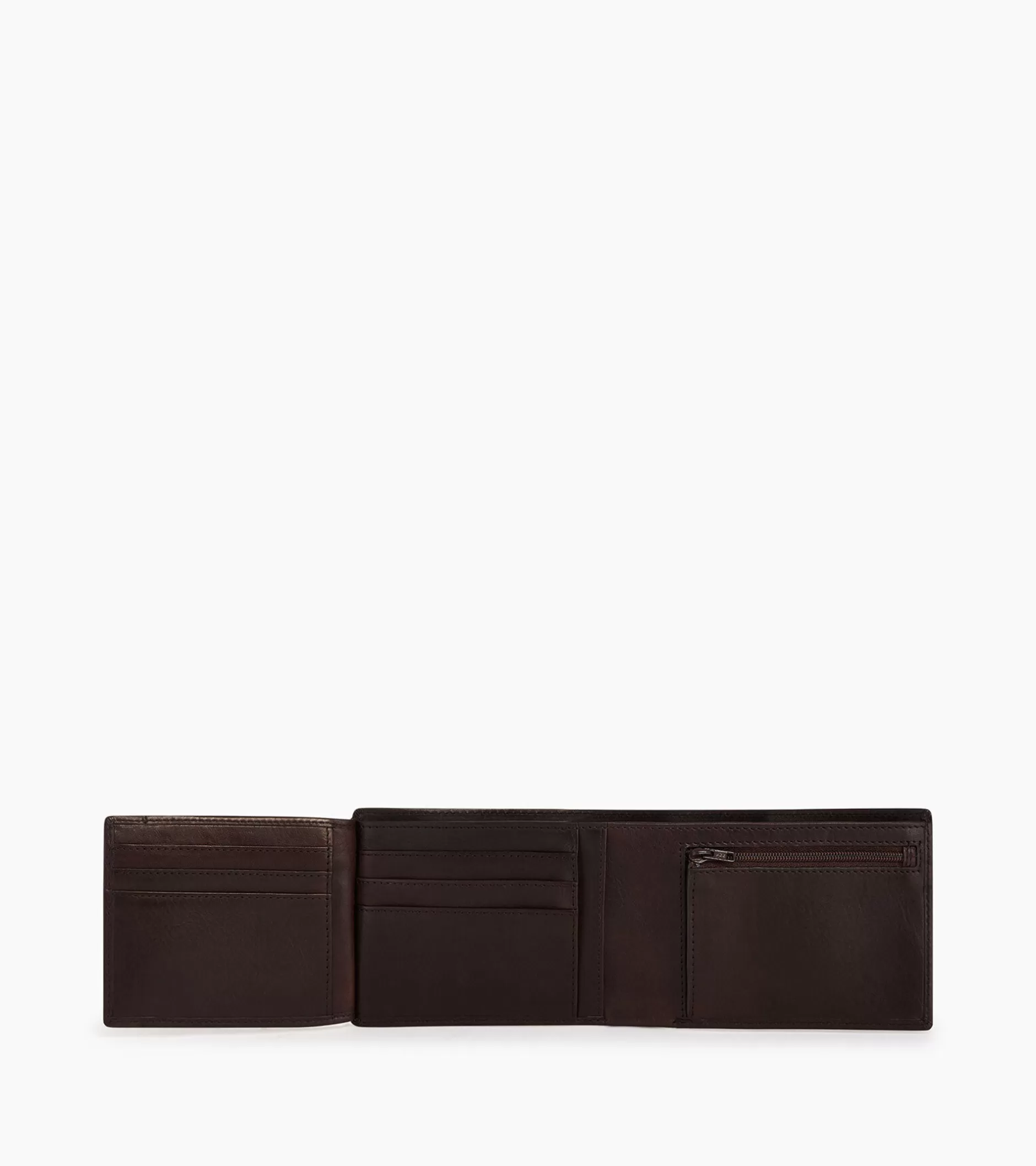 Homme Le Tanneur Portefeuille horizontal zippé 2 volets en cuir huilé - Brown