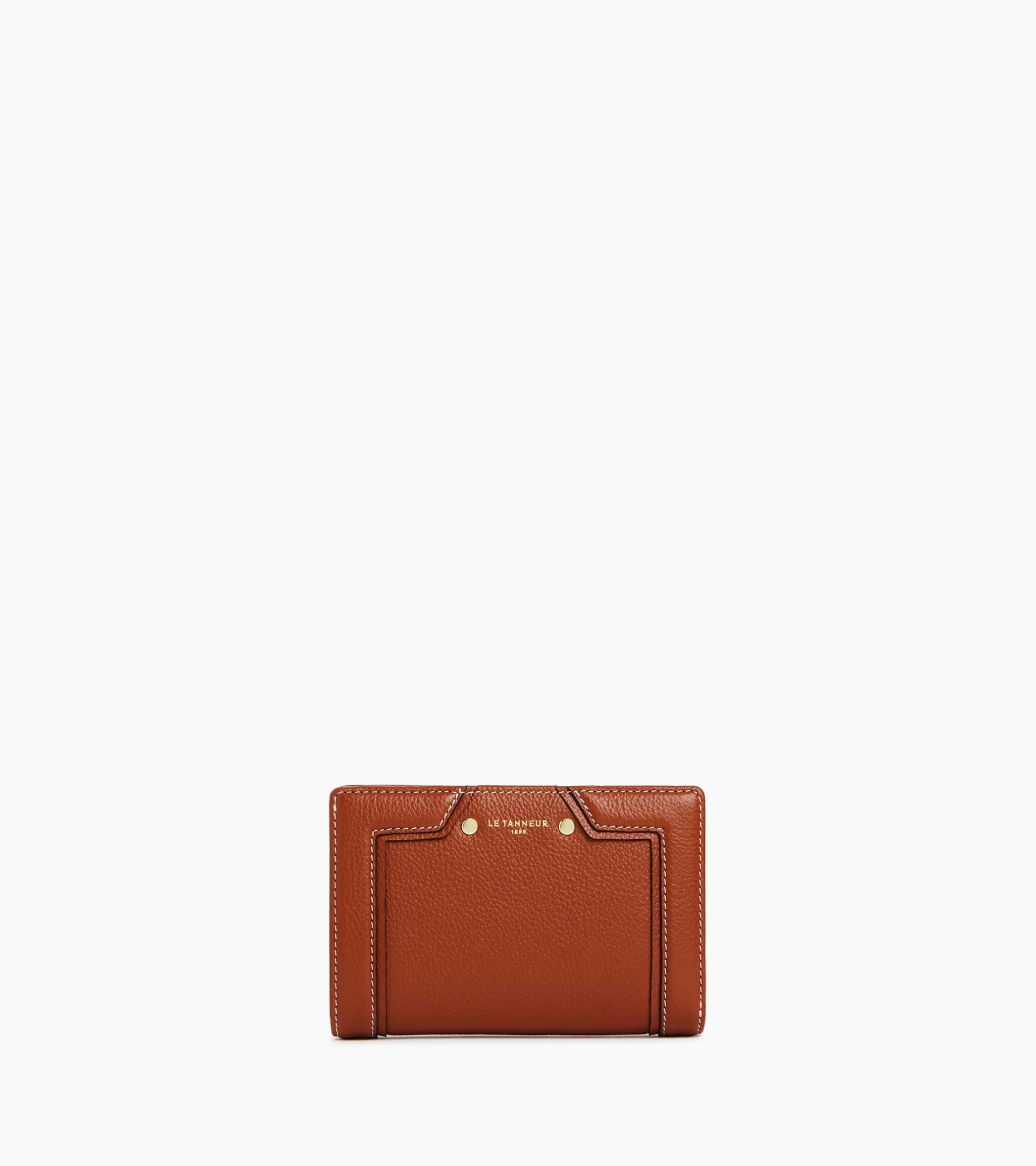 Femme Le Tanneur Portefeuille moyen modèle Ella en cuir grainé - Mahogany Brown