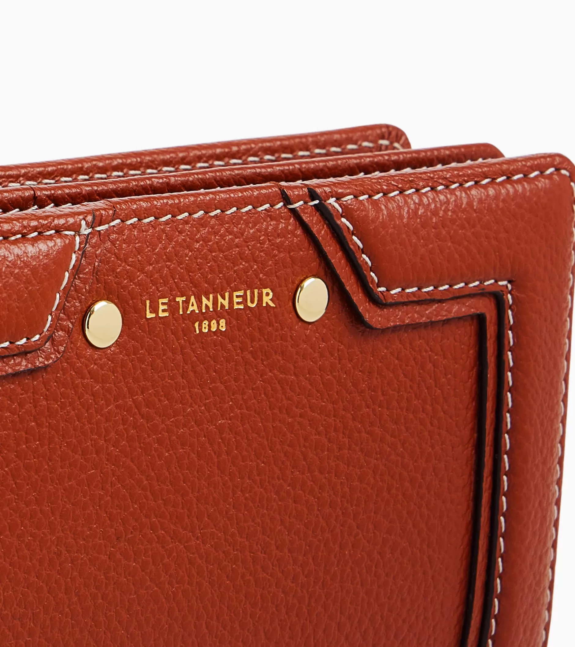 Femme Le Tanneur Portefeuille moyen modèle Ella en cuir grainé - Mahogany Brown