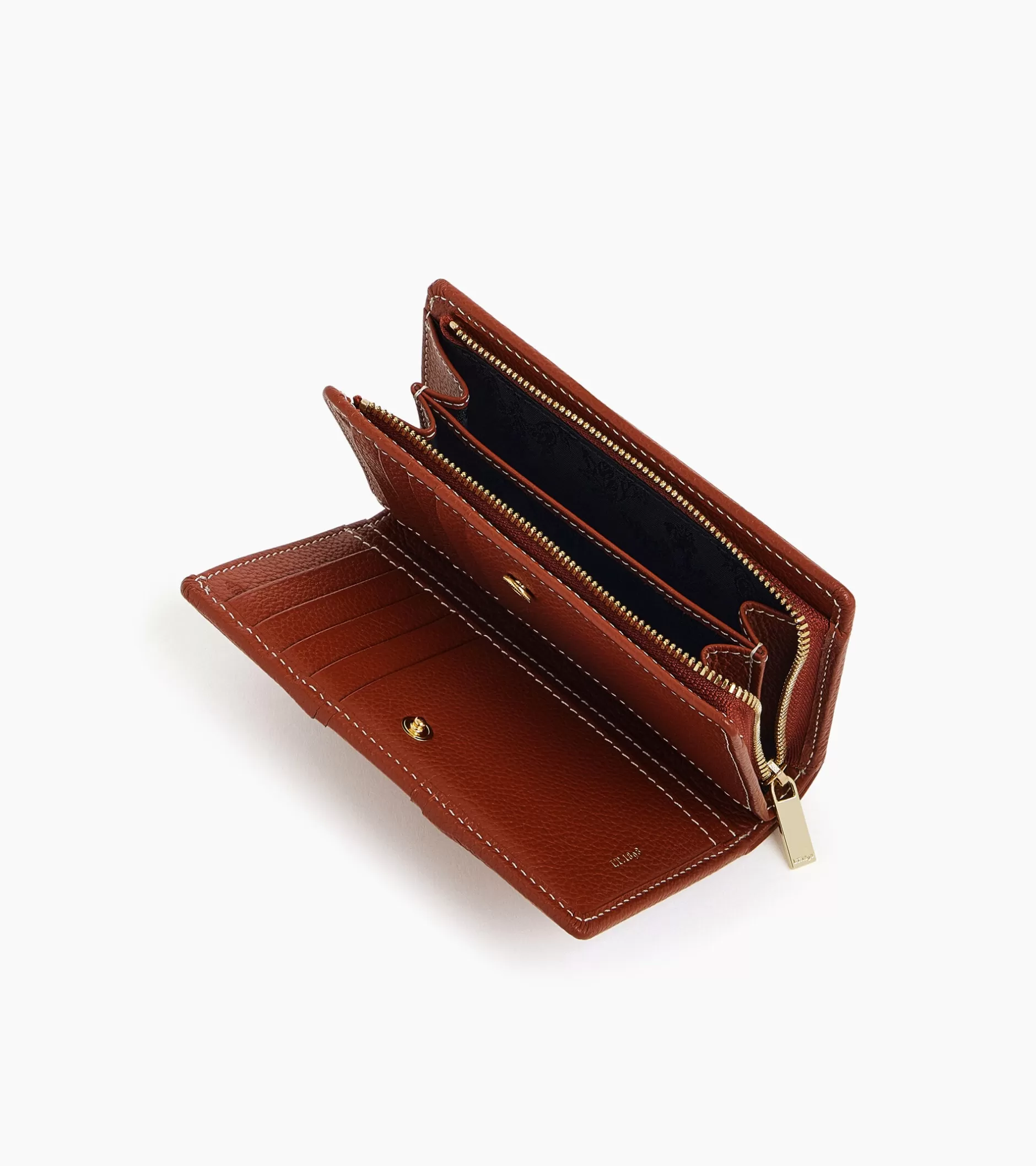 Femme Le Tanneur Portefeuille moyen modèle Ella en cuir grainé - Mahogany Brown