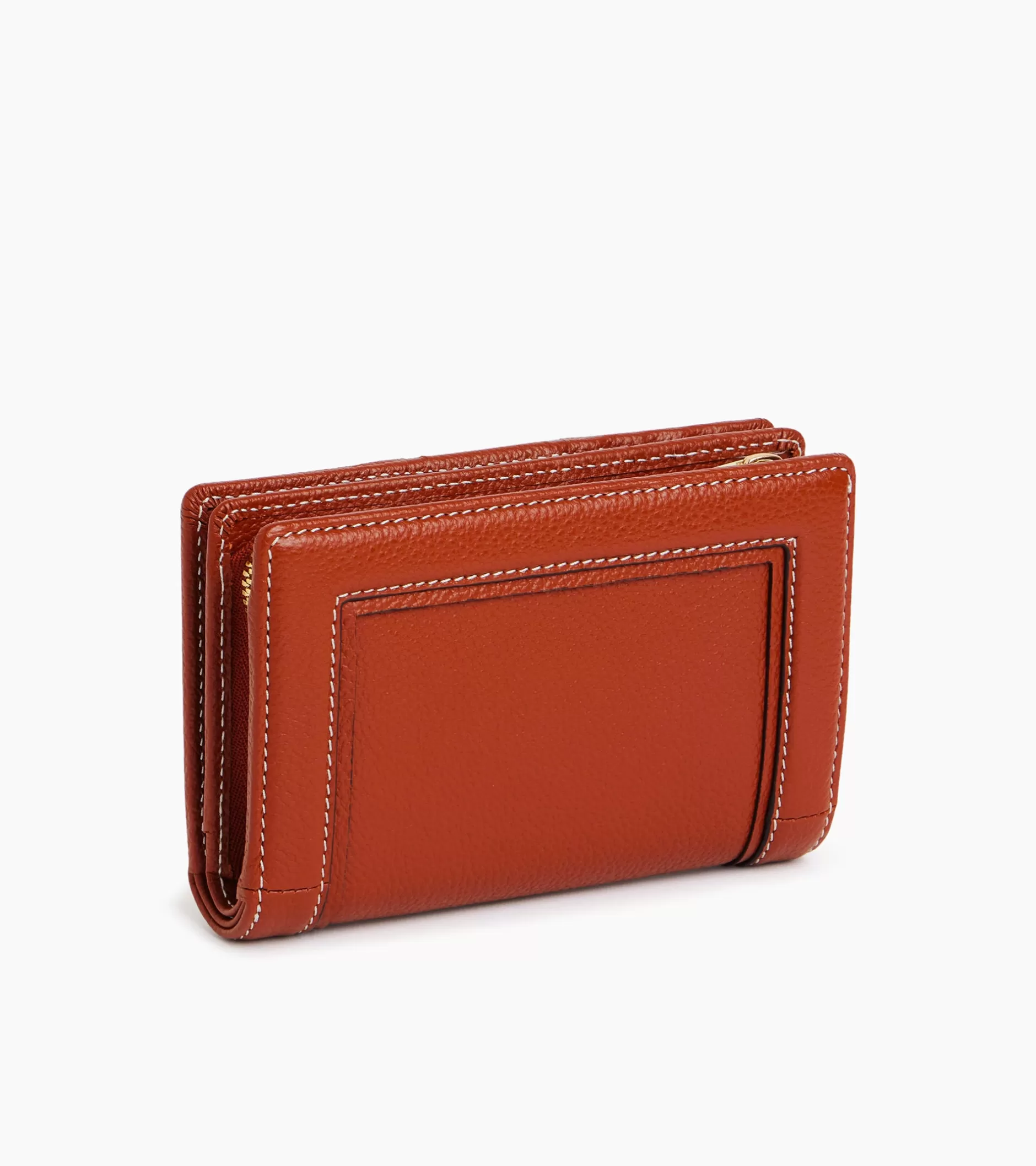 Femme Le Tanneur Portefeuille moyen modèle Ella en cuir grainé - Mahogany Brown