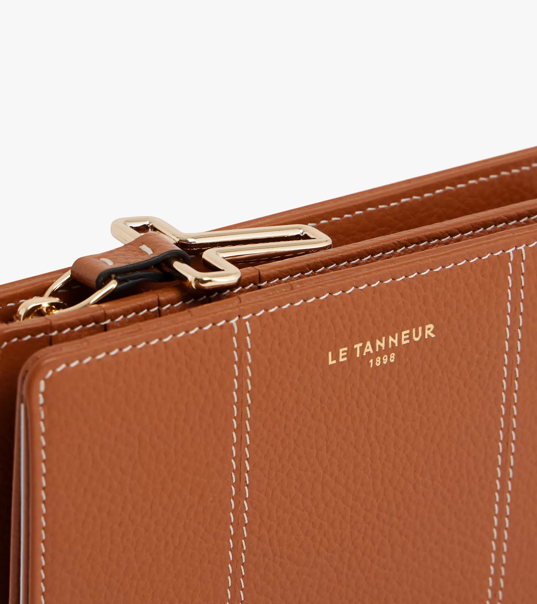 Femme Le Tanneur Portefeuille moyen modèle Juliette en cuir grainé - Brown Tan