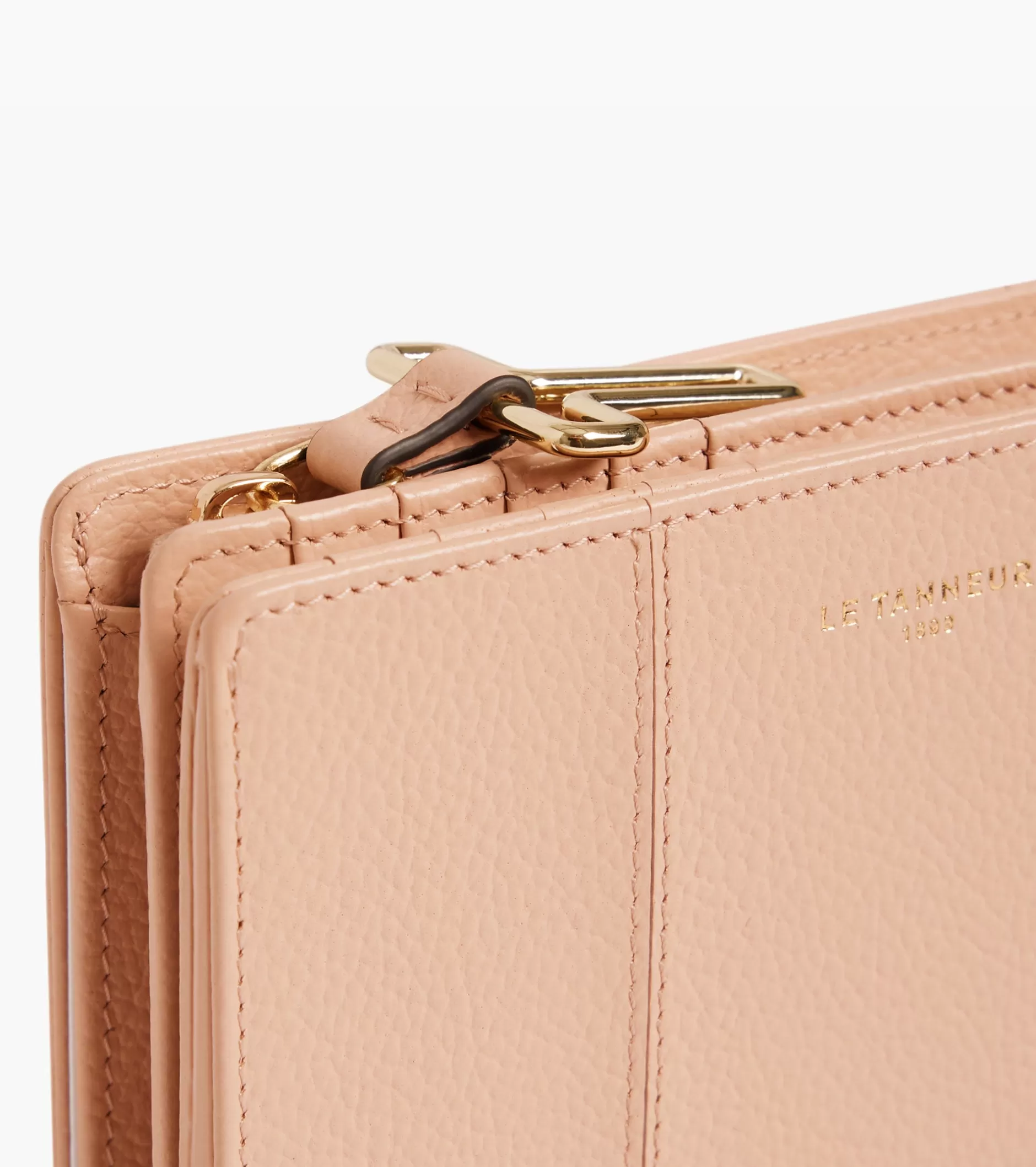 Femme Le Tanneur Portefeuille moyen modèle Juliette en cuir grainé - ROSE POUDRE
