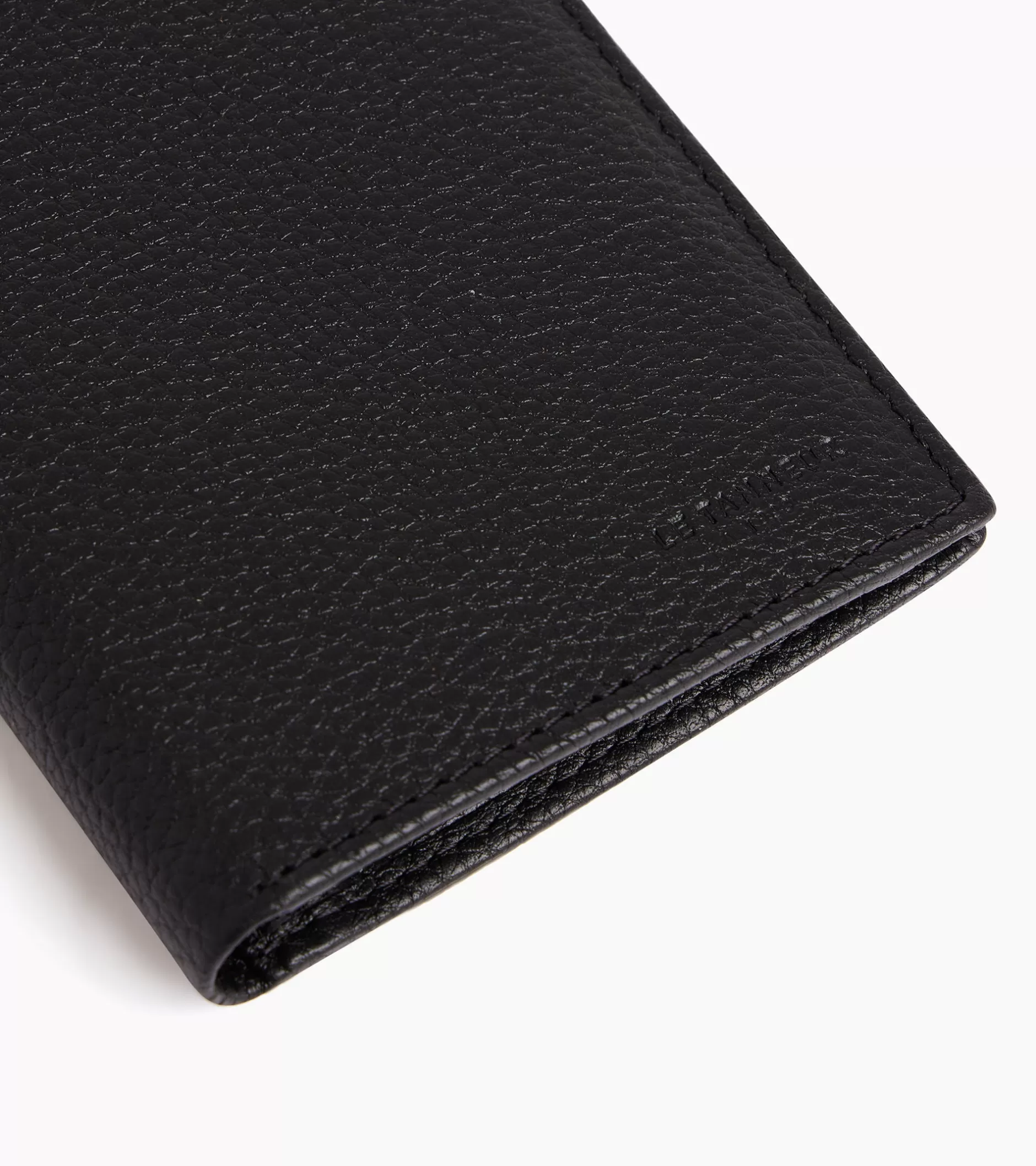 Homme Le Tanneur Portefeuille moyen modèle vertical zippé 2 volets Charles en cuir grainé - Black