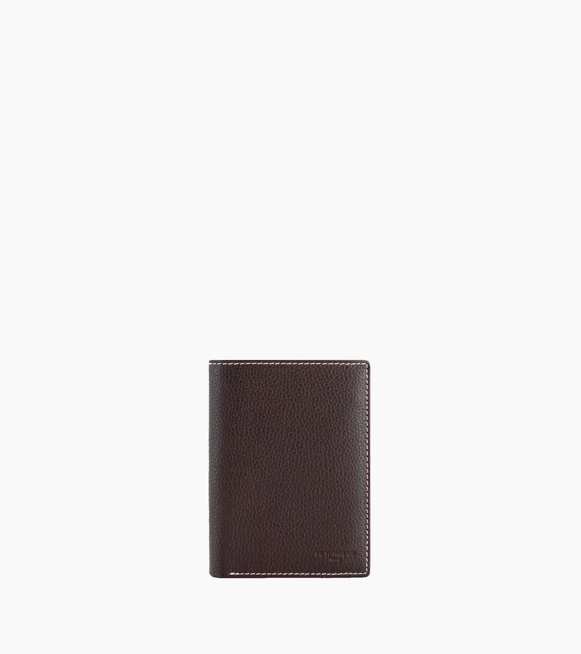 Homme Le Tanneur Portefeuille moyen modèle vertical zippé 2 volets Charles en cuir grainé - Brown Coffee Chalk White