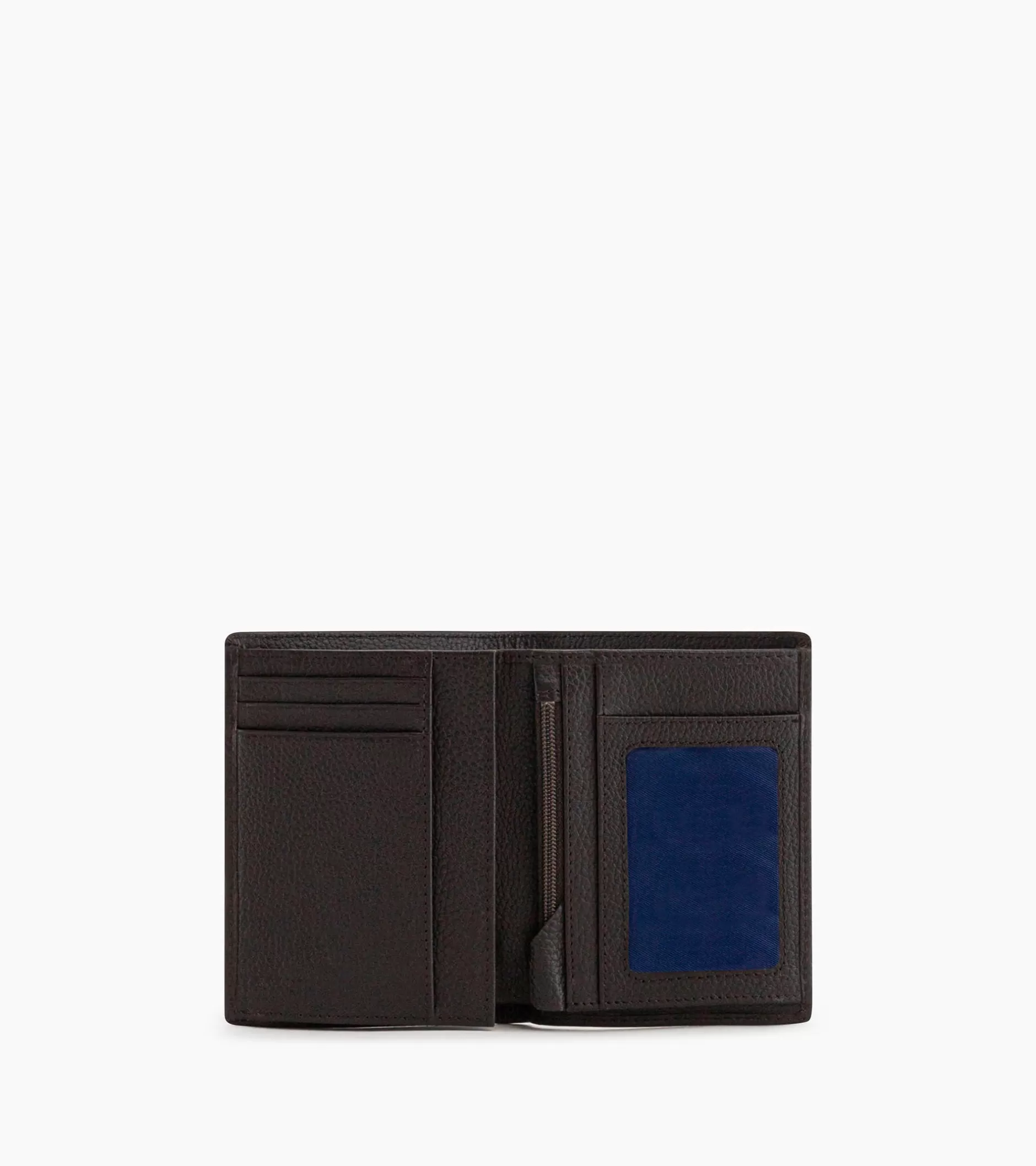 Homme Le Tanneur Portefeuille moyen modèle vertical zippé 2 volets Charles en cuir grainé - Brown Coffee Chalk White