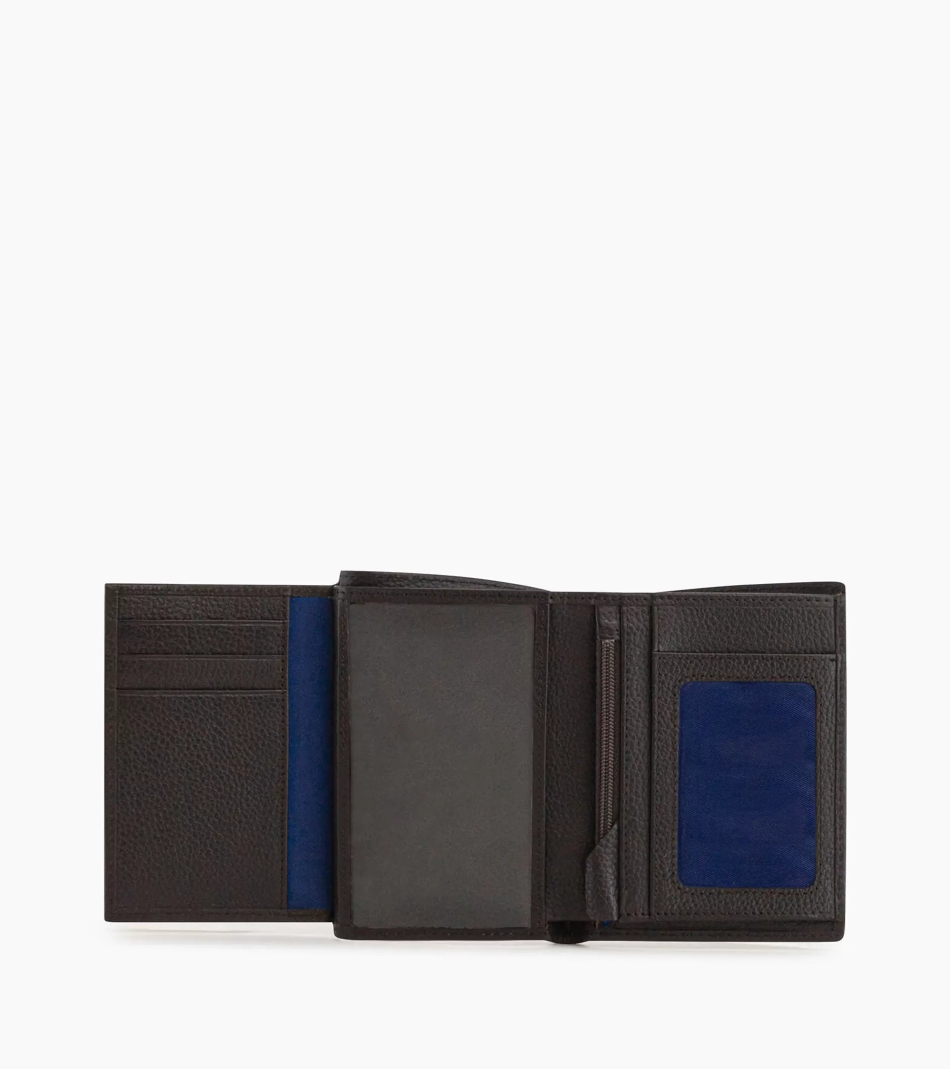 Homme Le Tanneur Portefeuille moyen modèle vertical zippé 2 volets Charles en cuir grainé - Brown Coffee Chalk White