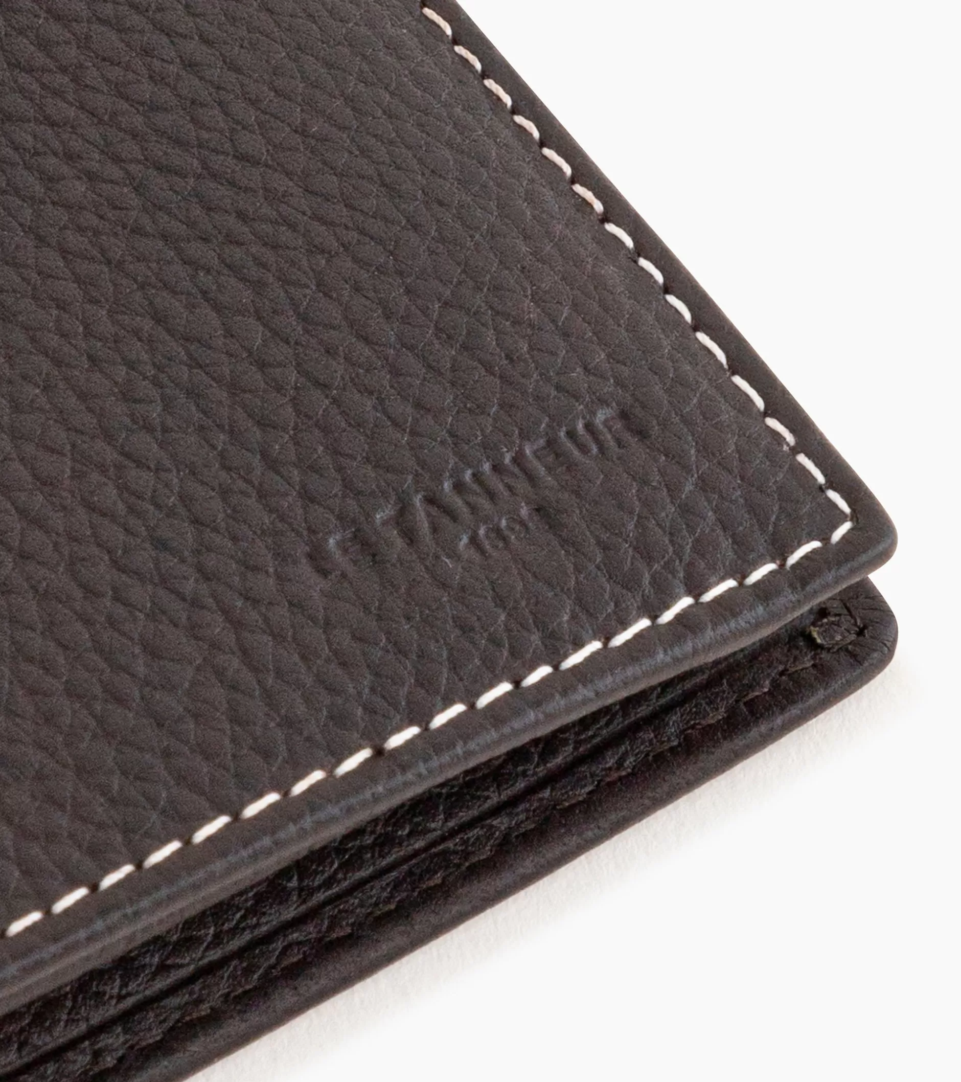 Homme Le Tanneur Portefeuille moyen modèle vertical zippé 2 volets Charles en cuir grainé - Brown Coffee Chalk White