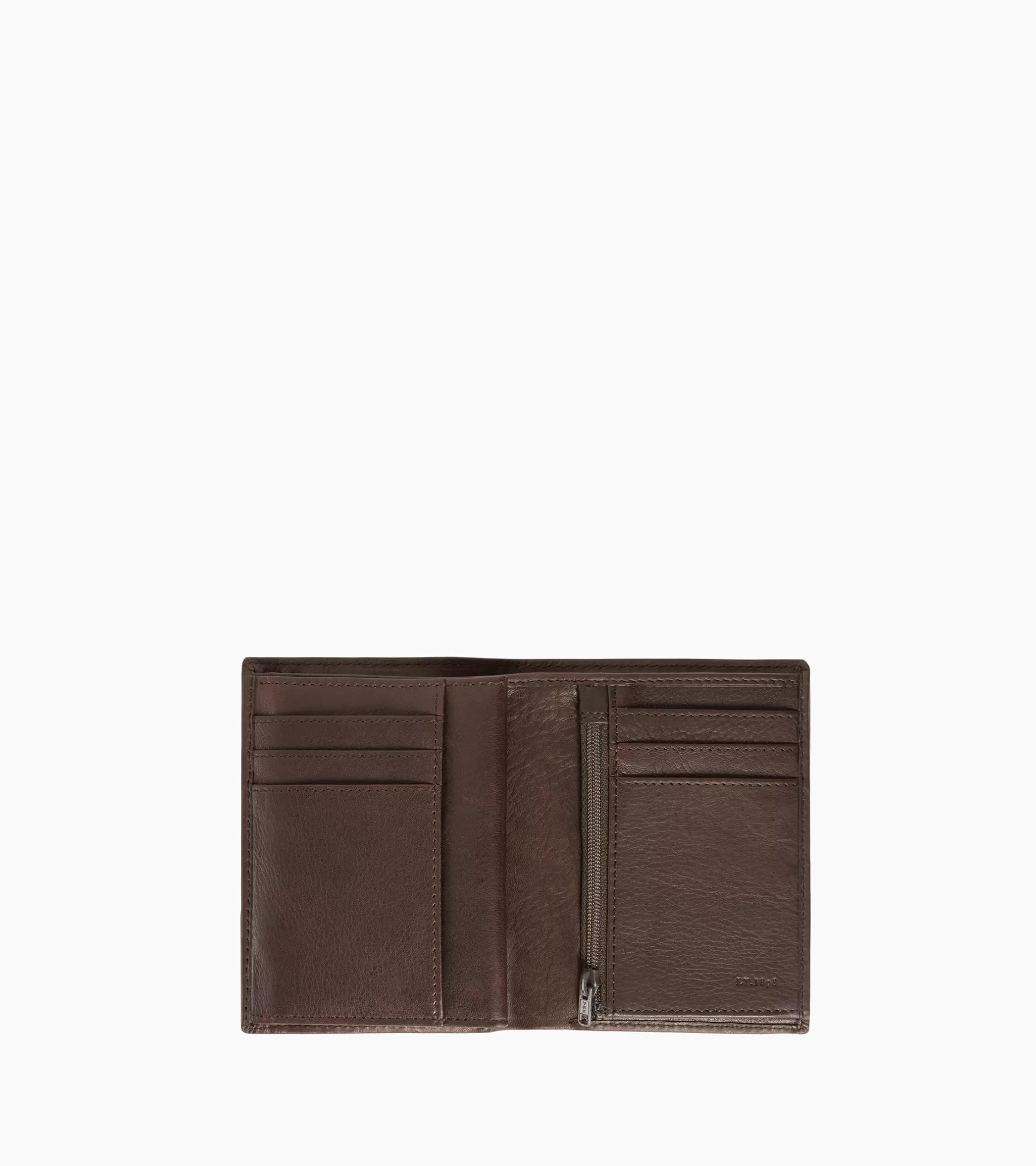 Homme Le Tanneur Portefeuille vertical moyen modèle zippé 3 volets en cuir huilé - Brown