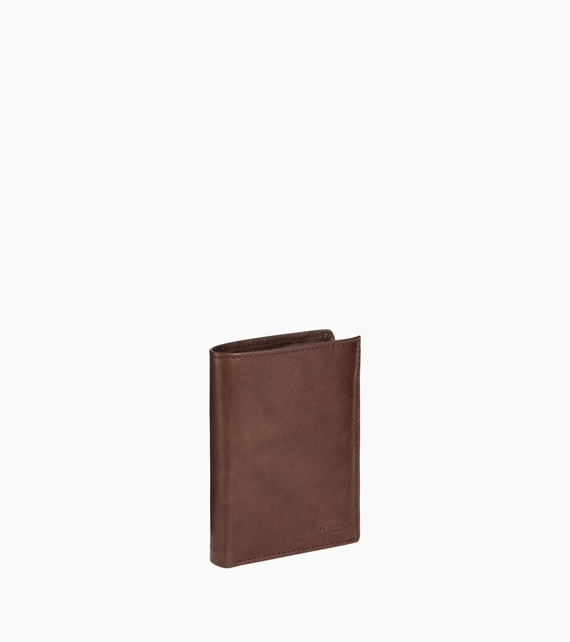Homme Le Tanneur Portefeuille vertical moyen modèle zippé 3 volets en cuir huilé - Brown
