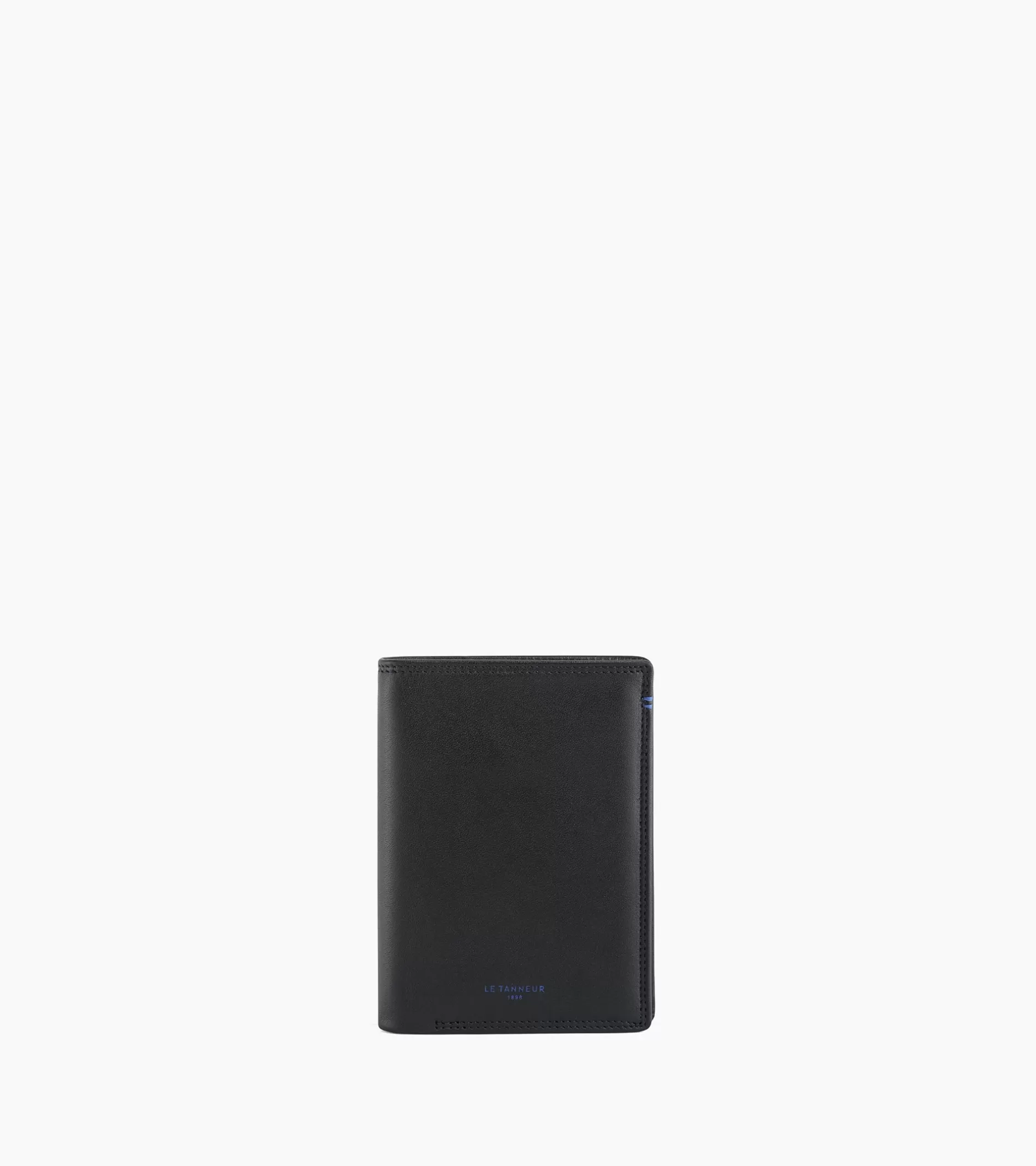 Homme Le Tanneur Portefeuille vertical moyen modèle zippé 2 volets Martin en cuir lisse - Black