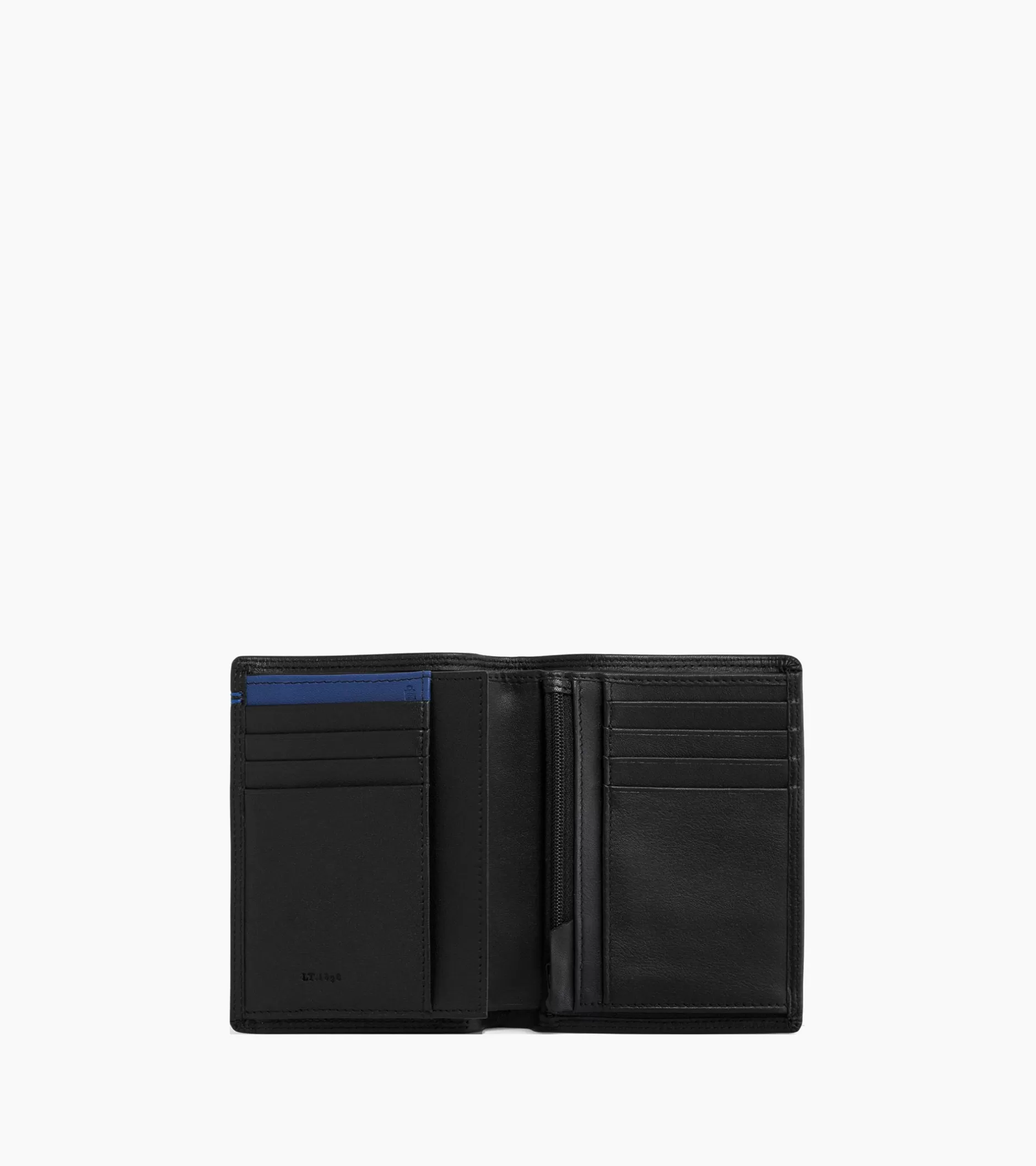 Homme Le Tanneur Portefeuille vertical moyen modèle zippé 2 volets Martin en cuir lisse - Black