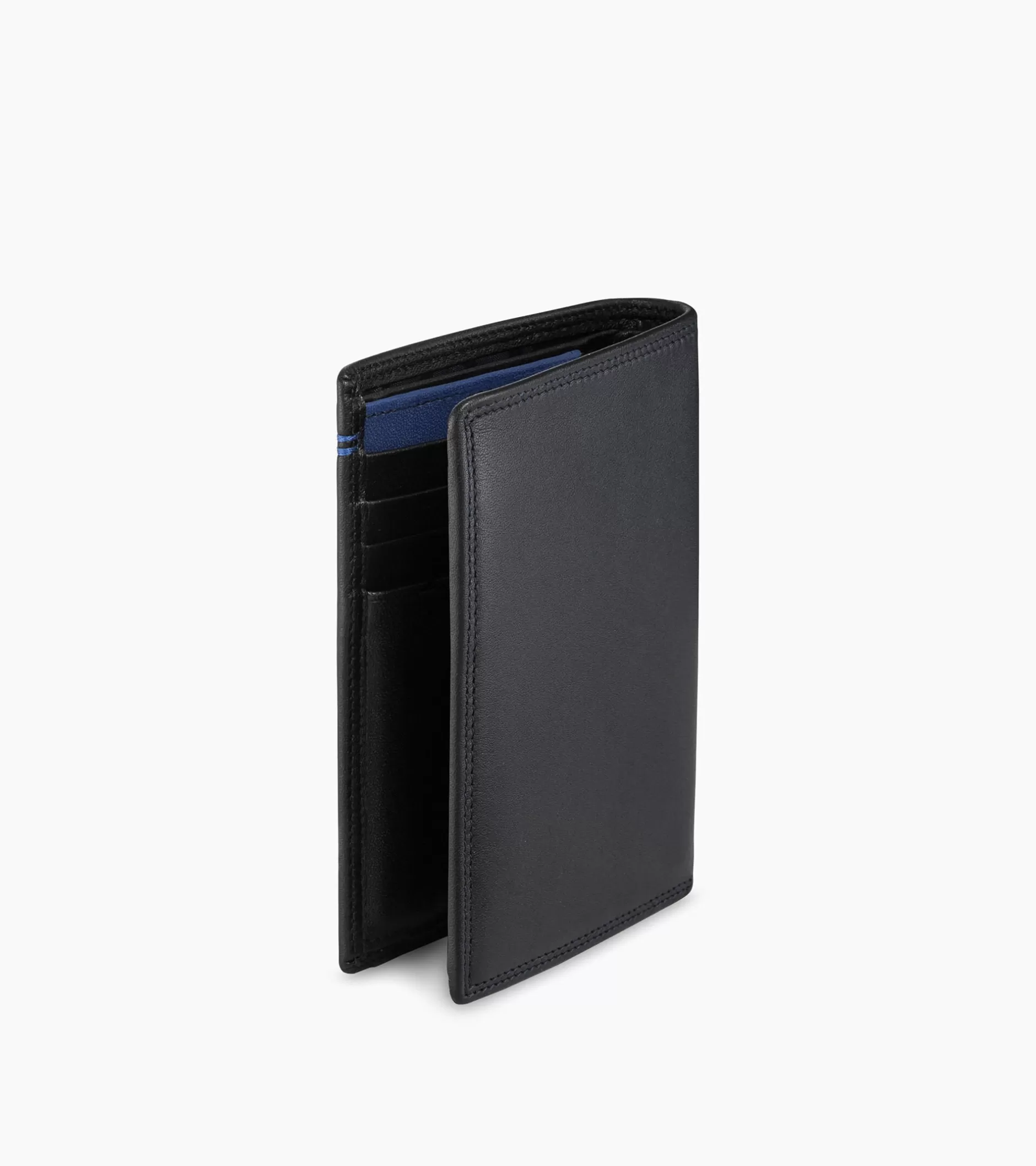 Homme Le Tanneur Portefeuille vertical moyen modèle zippé 2 volets Martin en cuir lisse - Black