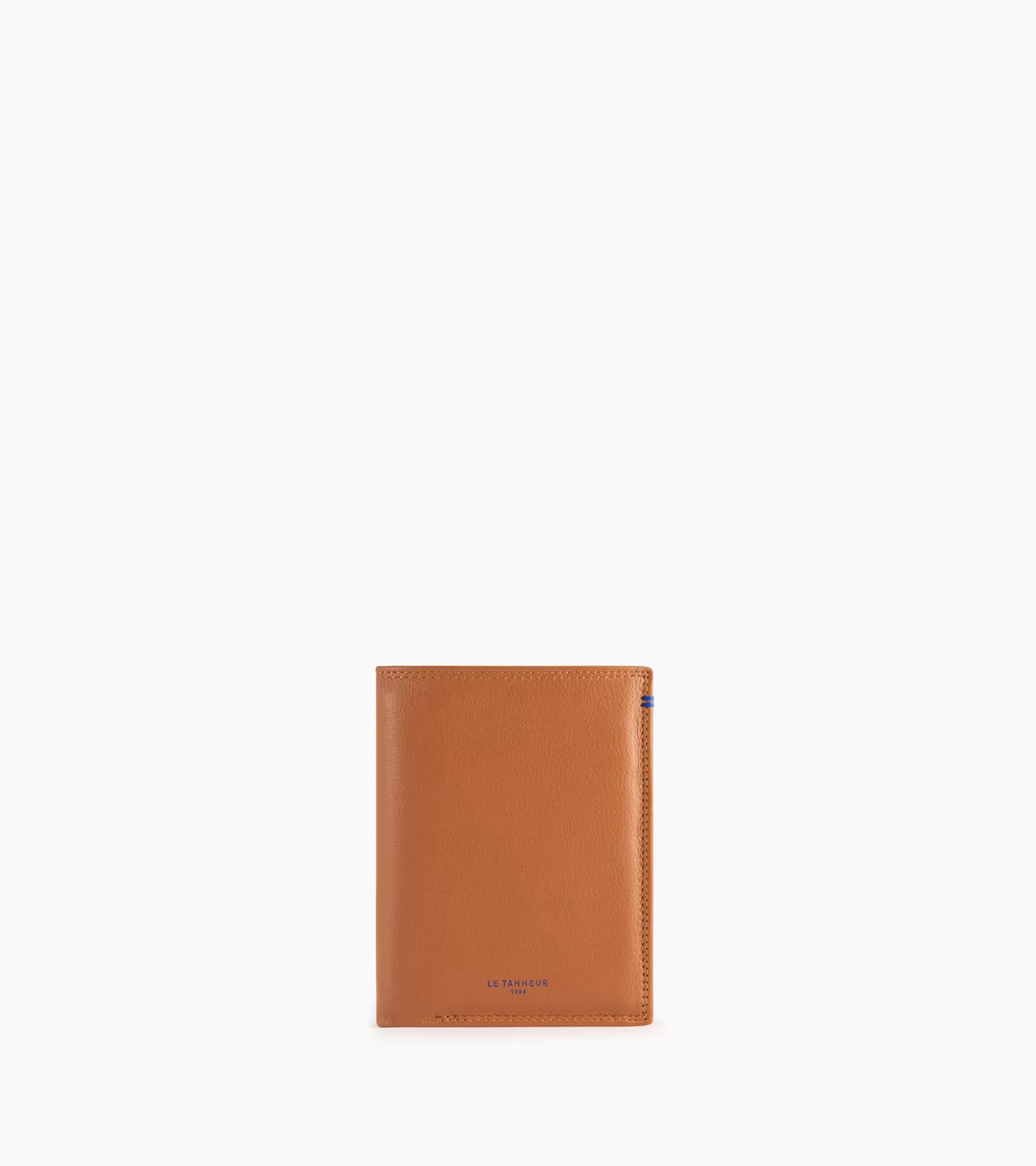 Homme Le Tanneur Portefeuille vertical moyen modèle zippé 2 volets Martin en cuir lisse - Brown Tan
