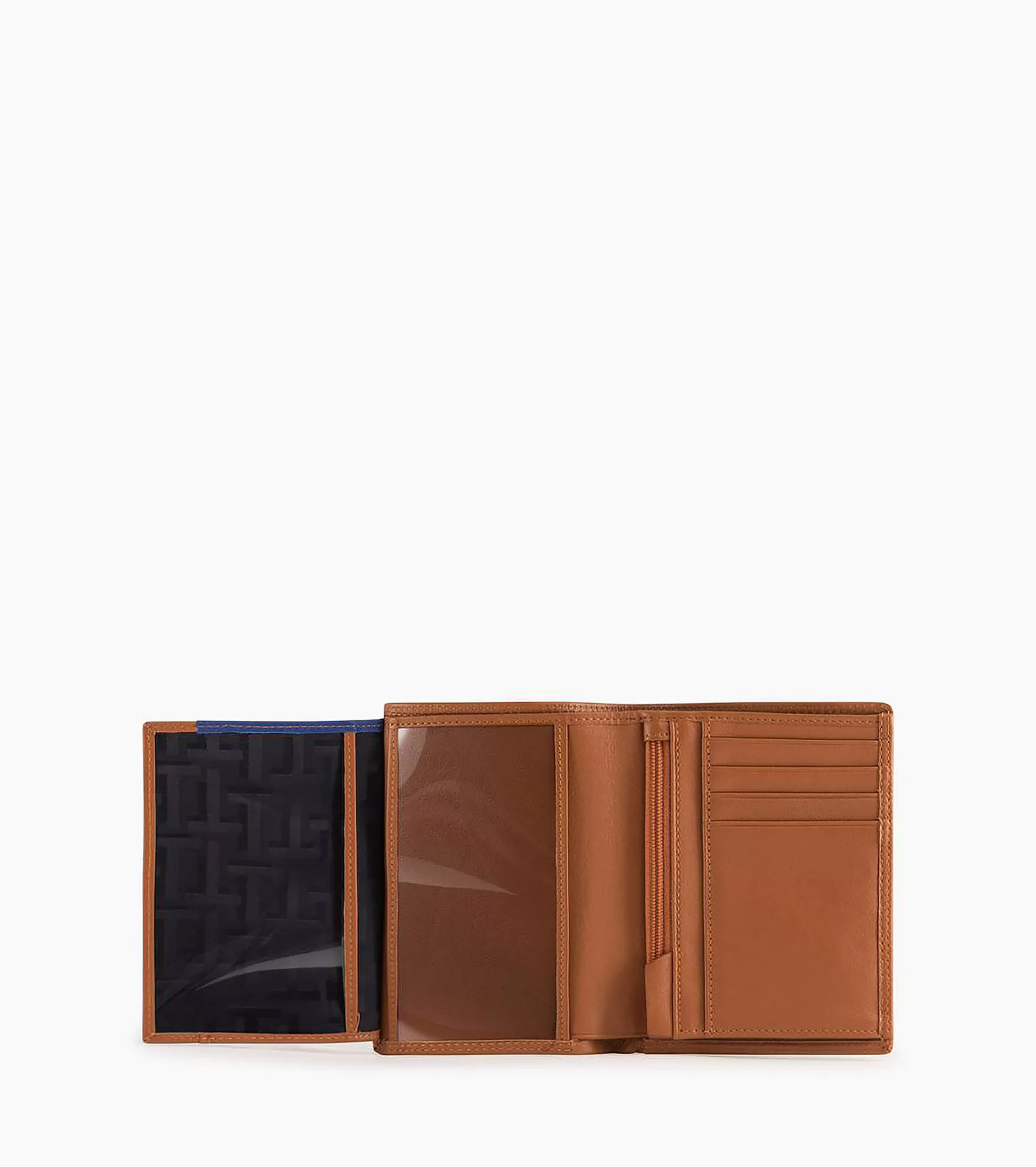 Homme Le Tanneur Portefeuille vertical moyen modèle zippé 2 volets Martin en cuir lisse - Brown Tan