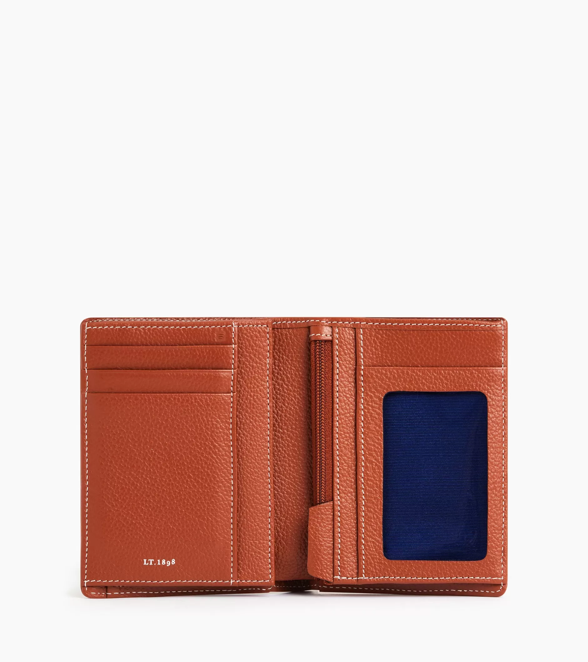Homme Le Tanneur Portefeuille vertical zippé 2 volets Emile en cuir grainé - Mahogany Brown