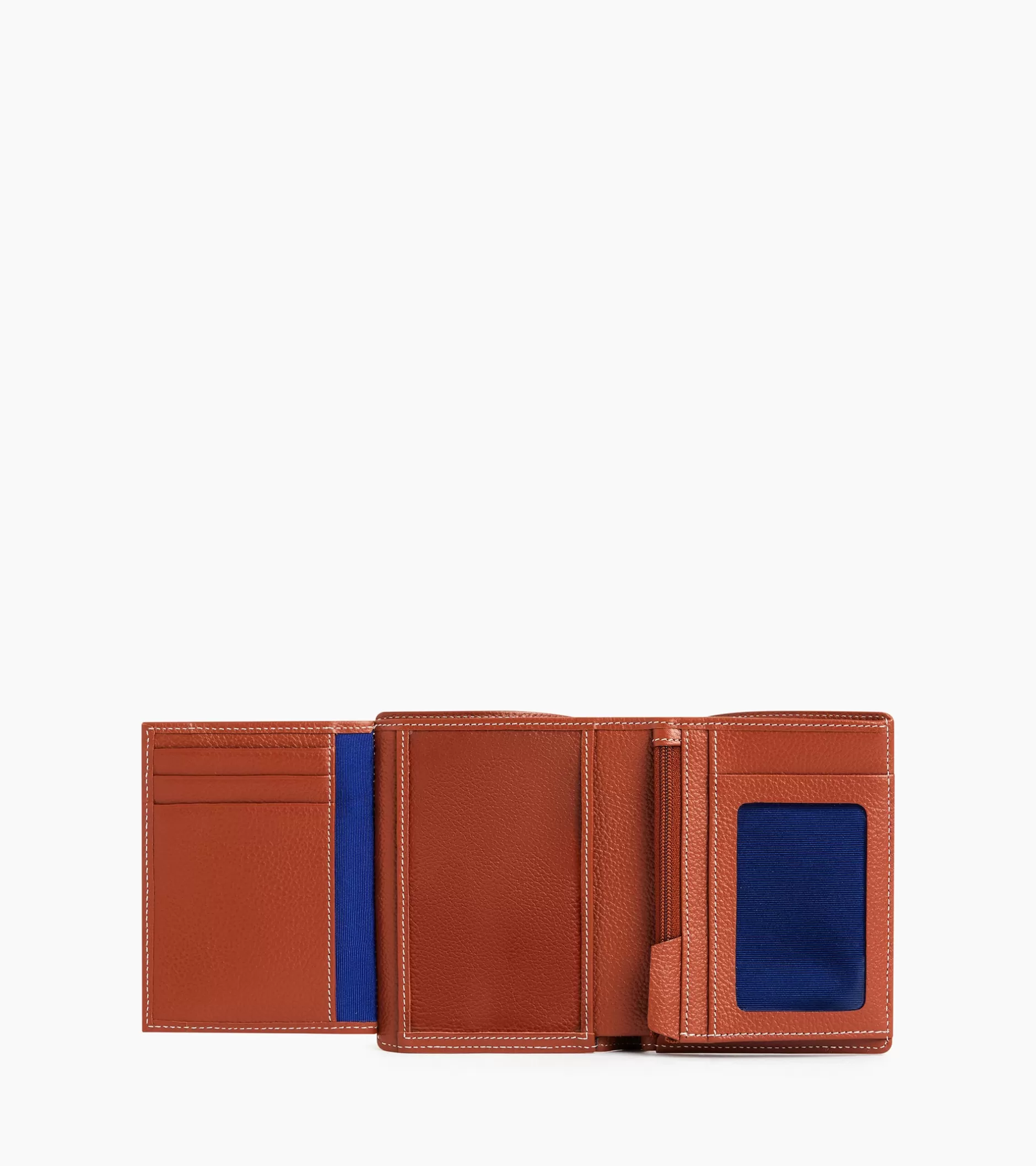 Homme Le Tanneur Portefeuille vertical zippé 2 volets Emile en cuir grainé - Mahogany Brown