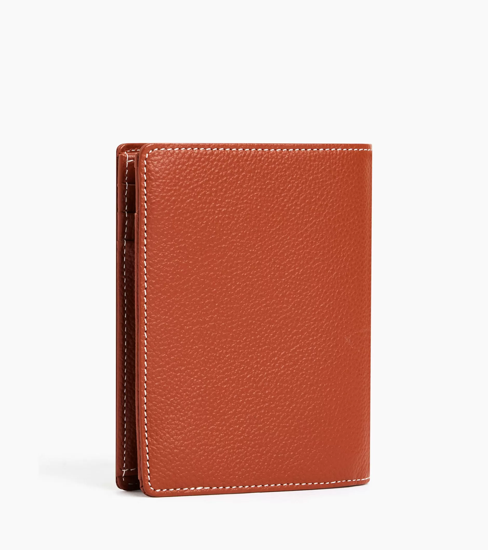 Homme Le Tanneur Portefeuille vertical zippé 2 volets Emile en cuir grainé - Mahogany Brown