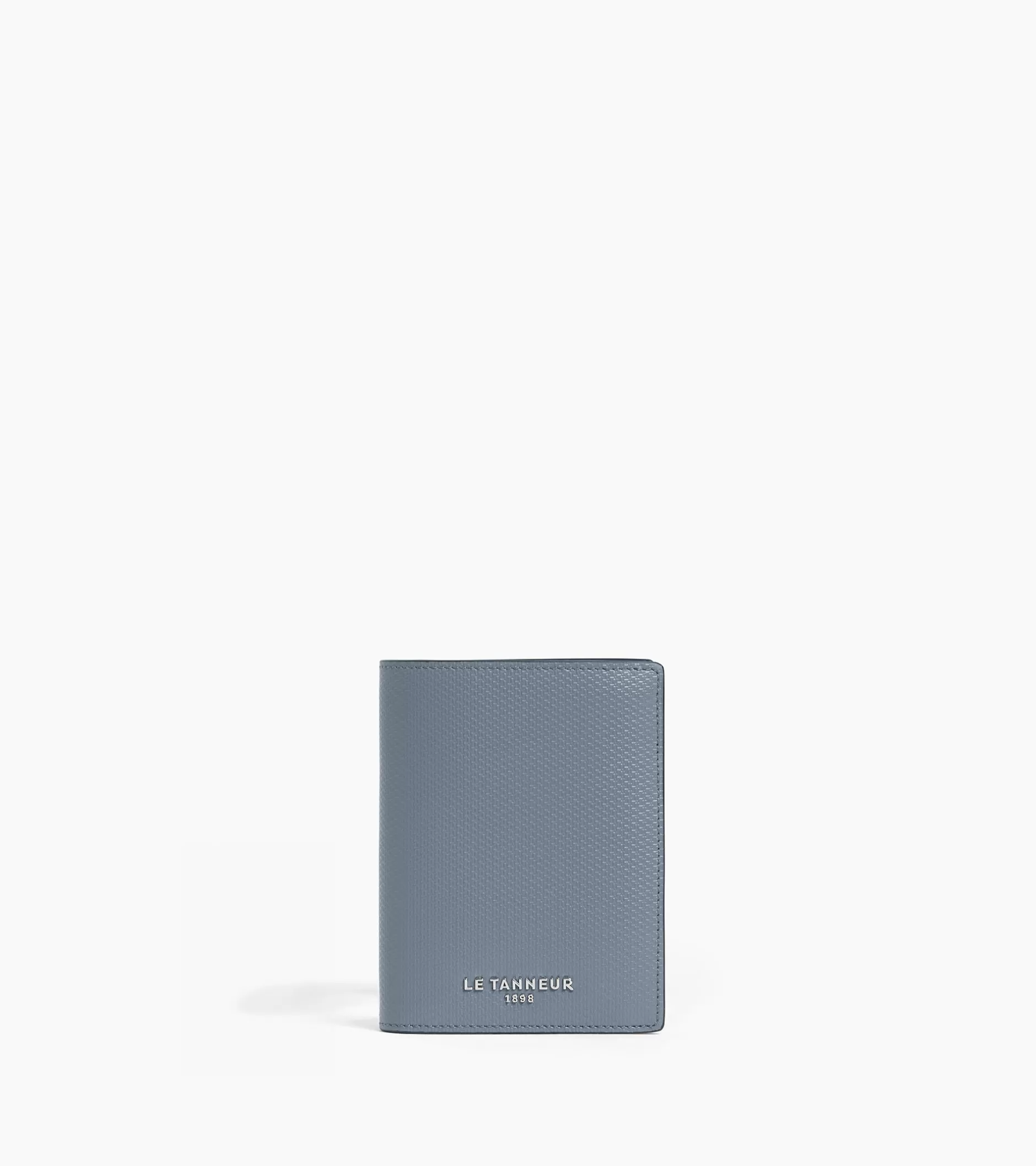 Homme Le Tanneur Portefeuille vertical zippé 2 volets Emile en cuir signature T - BLEU ARGILE