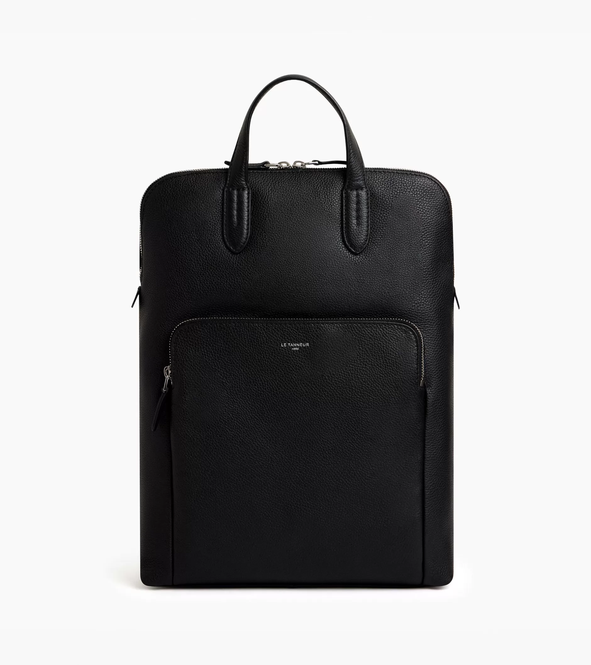 Femme Le Tanneur Sac à dos zippé business Sophie en cuir grainé - Black