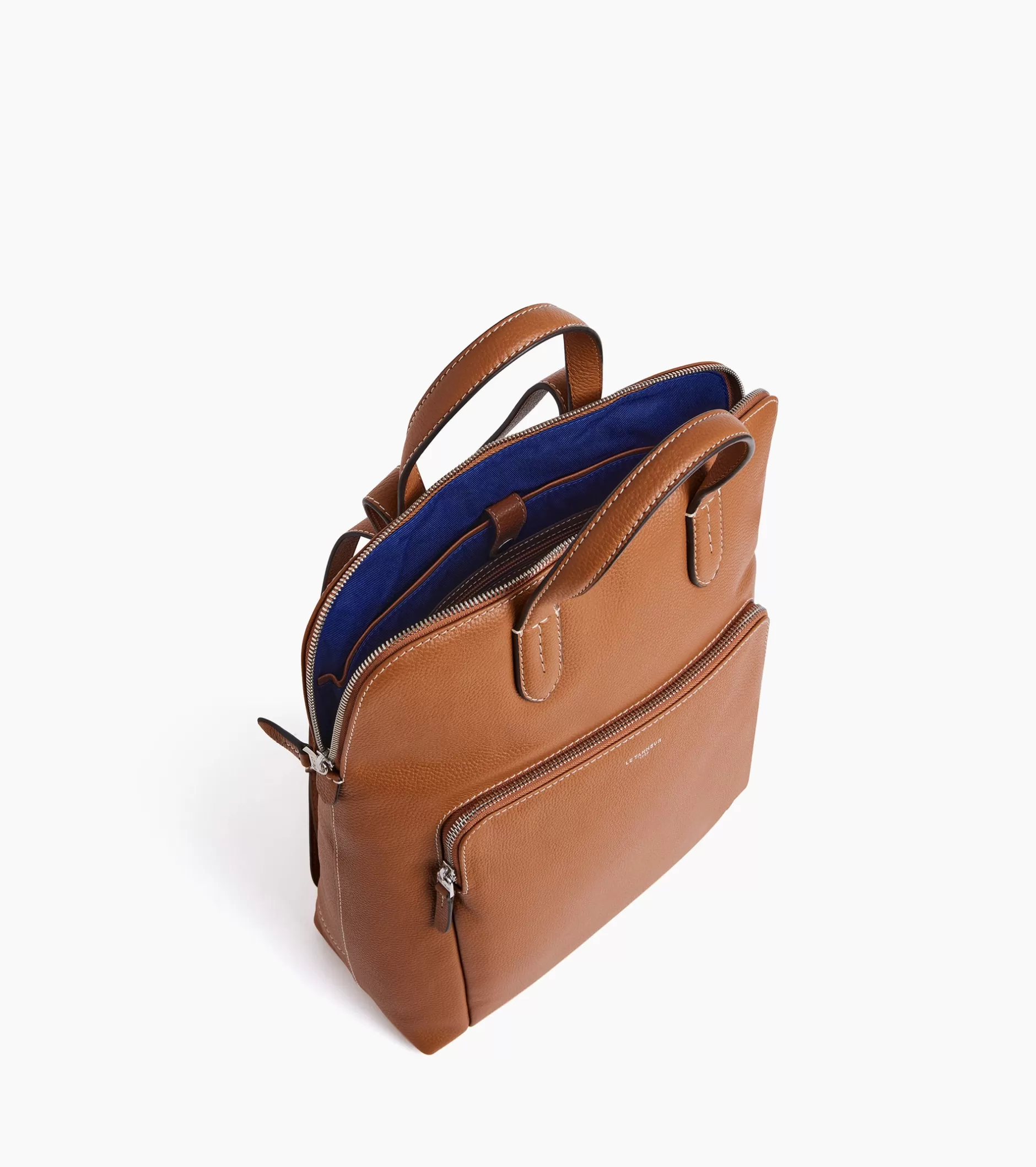 Femme Le Tanneur Sac à dos zippé business Sophie en cuir grainé - Brown Tan
