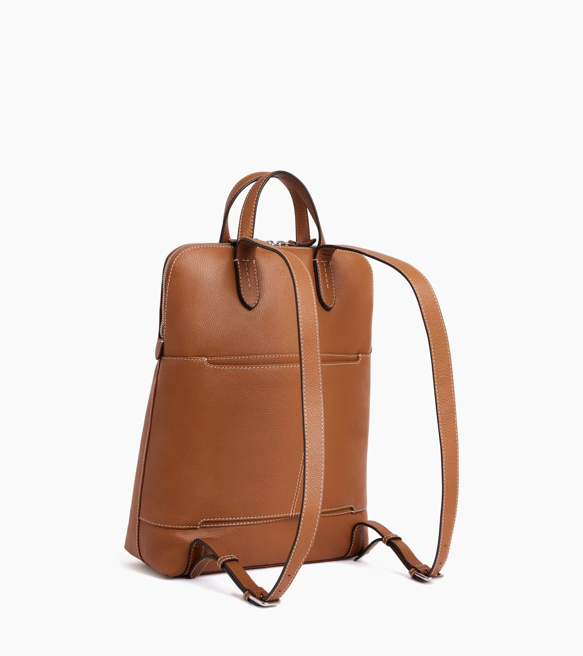 Femme Le Tanneur Sac à dos zippé business Sophie en cuir grainé - Brown Tan