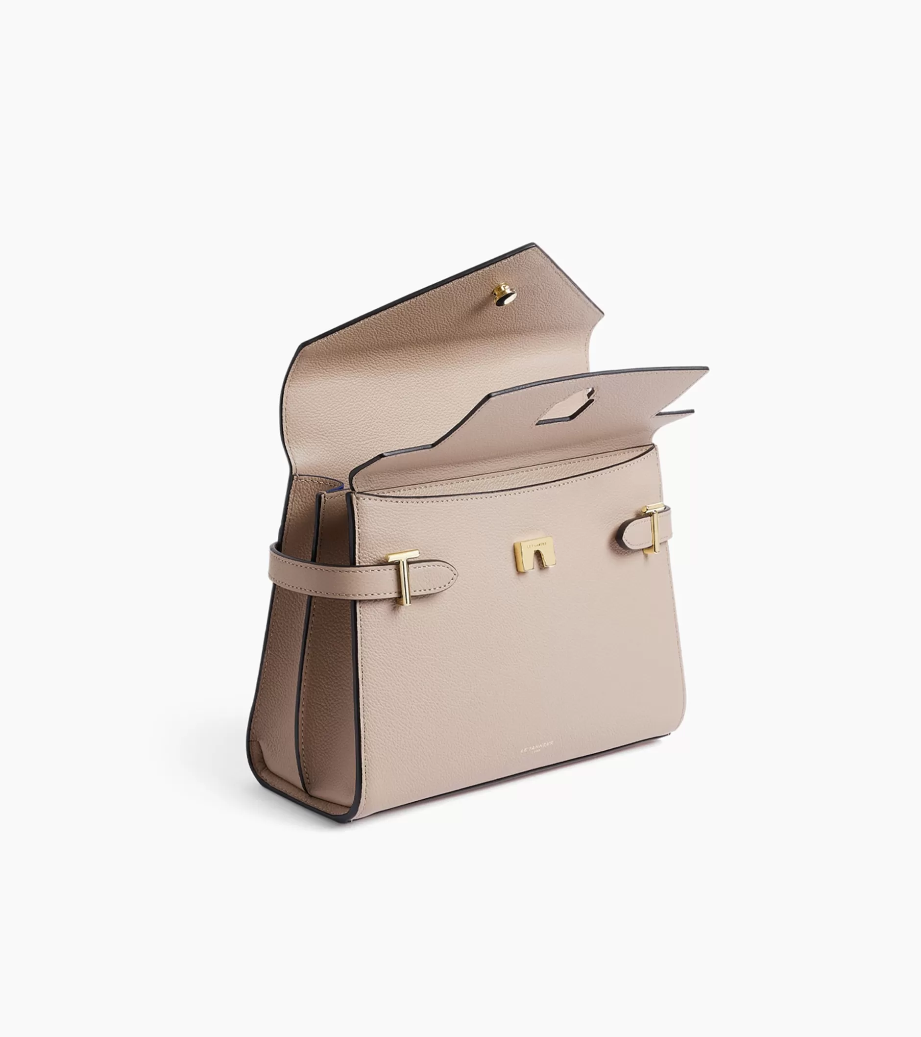 Femme Le Tanneur Sac à main double rabat moyen modèle Emilie en cuir grainé - GREGE 1