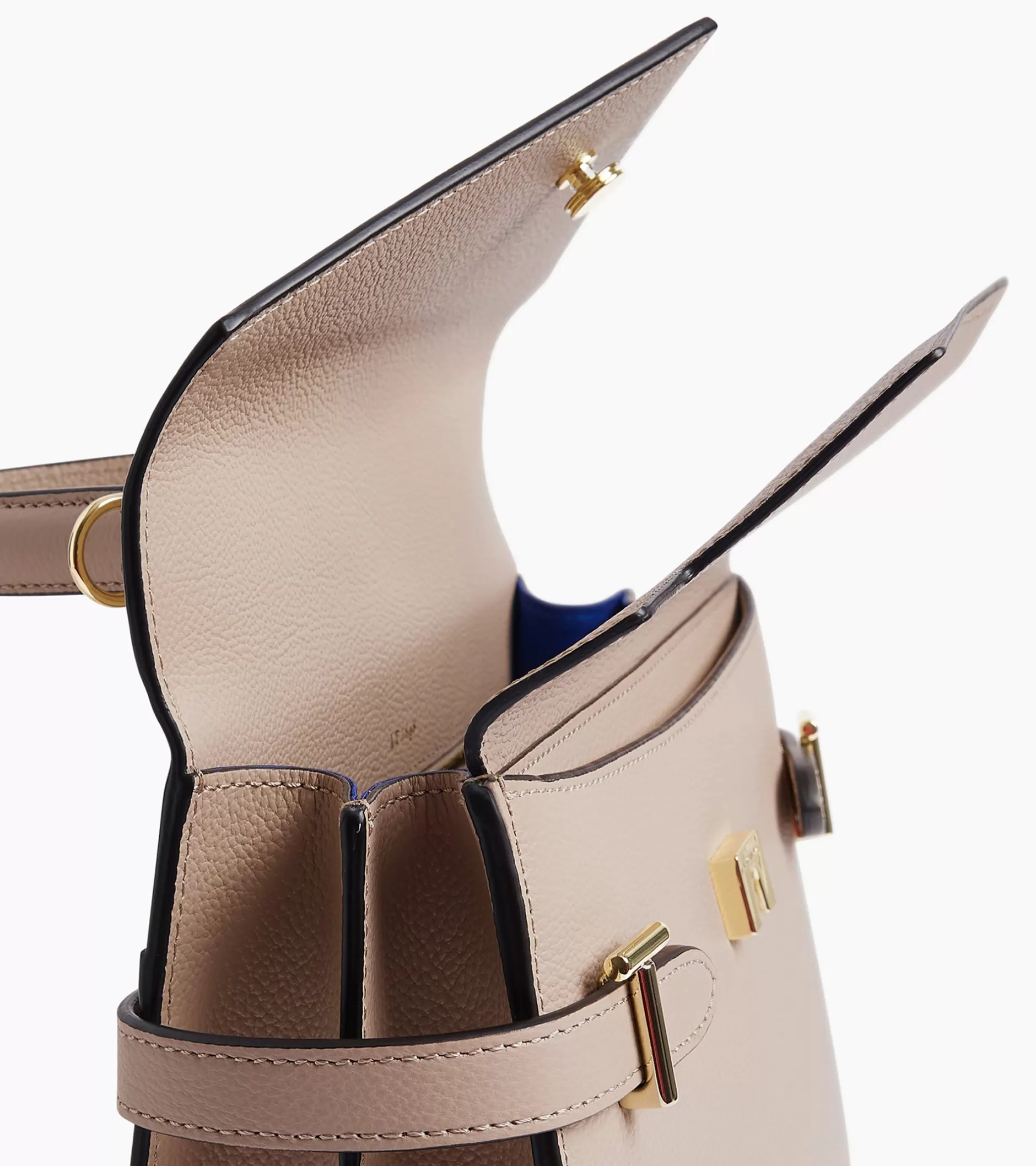 Femme Le Tanneur Sac à main double rabat moyen modèle Emilie en cuir grainé - GREGE 1