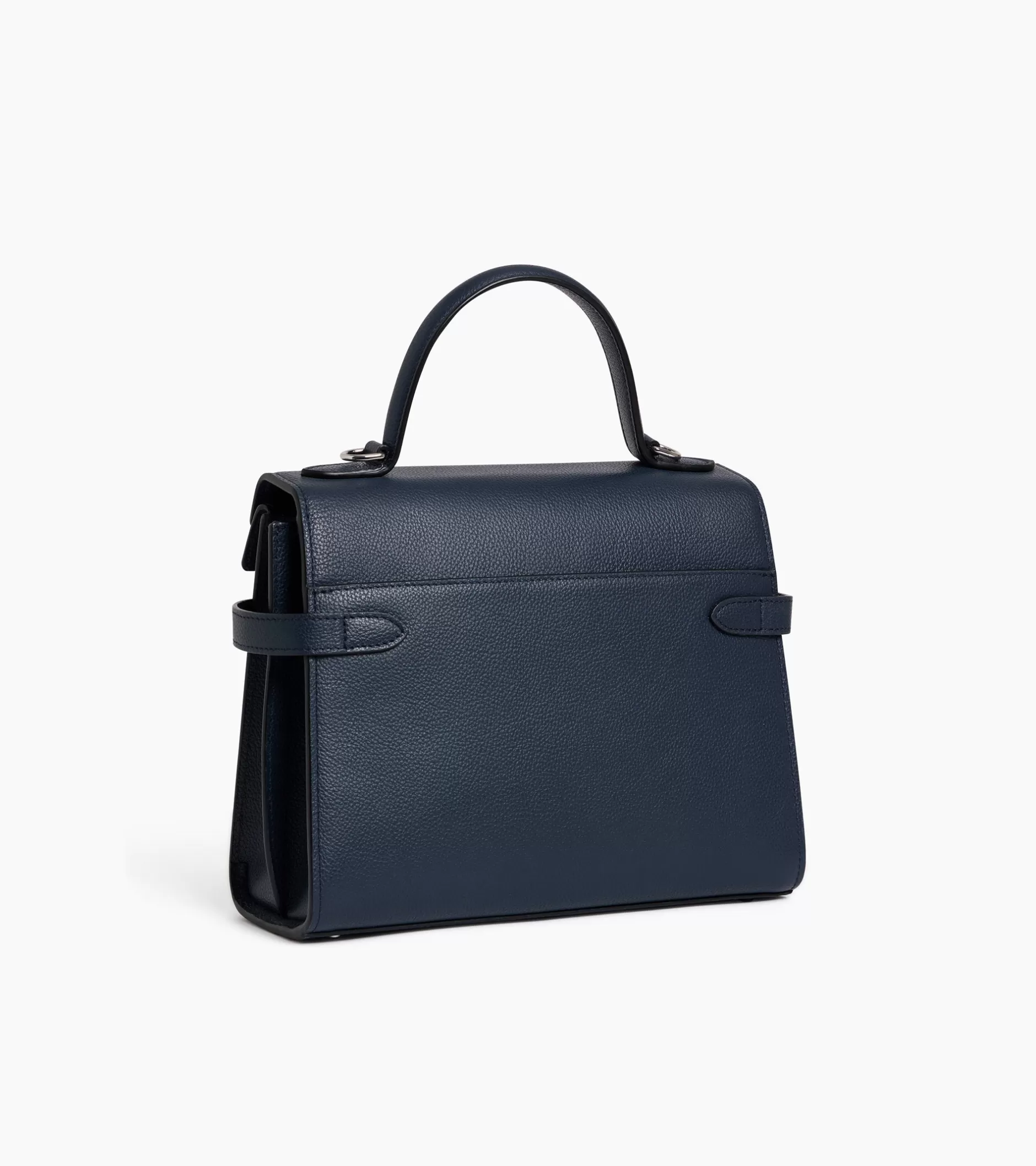 Femme Le Tanneur Sac à main double rabat moyen modèle Emilie en cuir grainé - Twilight Blue