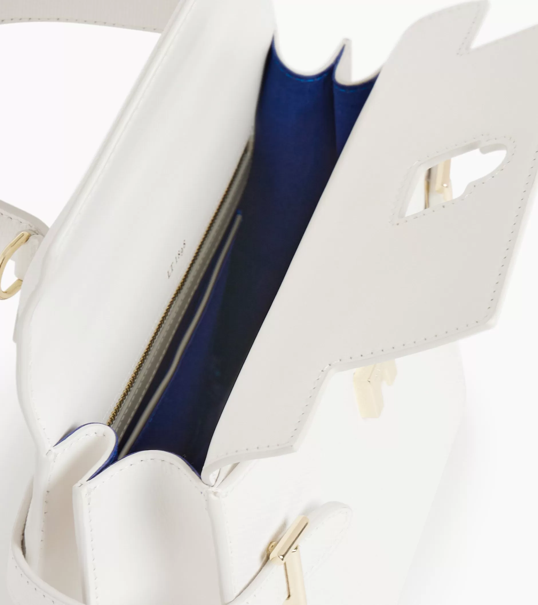 Femme Le Tanneur Sac à main double rabat moyen modèle Emilie en cuir signature T - Chalk White