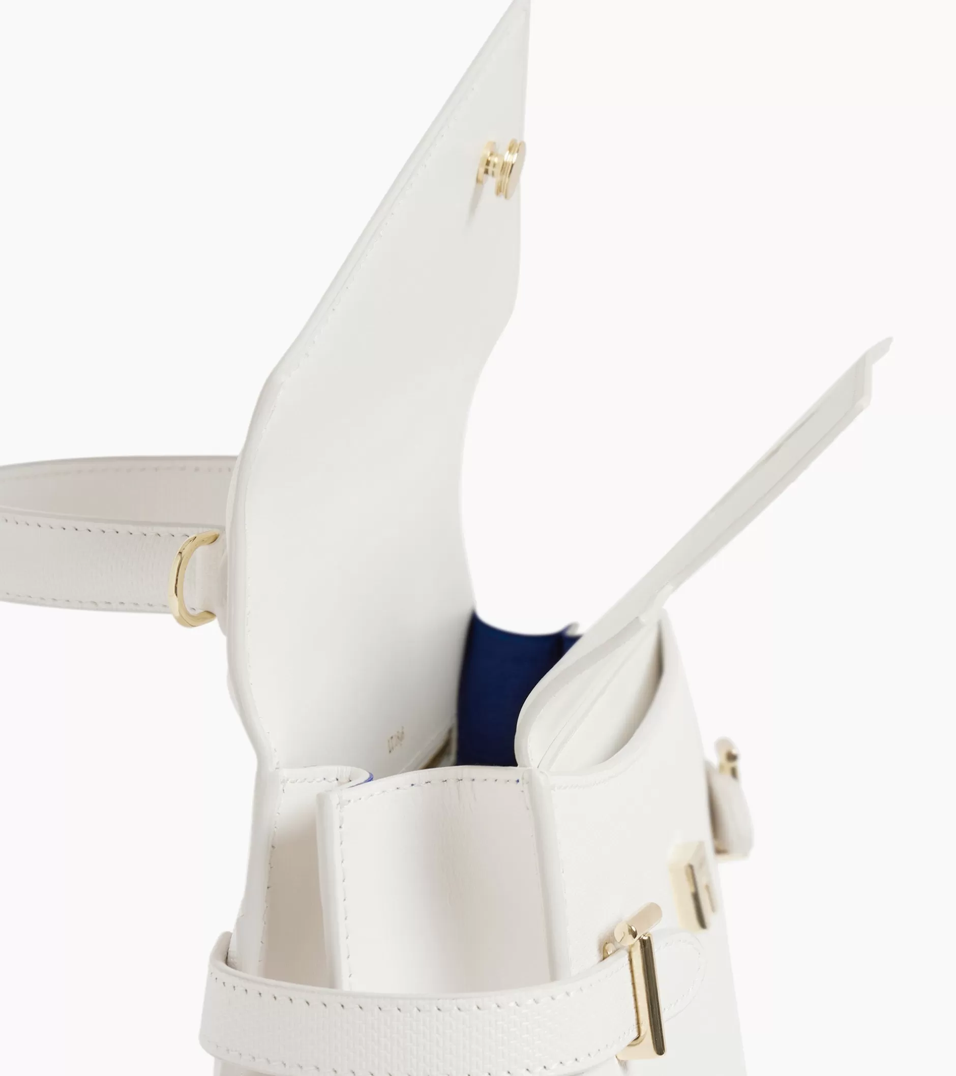 Femme Le Tanneur Sac à main double rabat moyen modèle Emilie en cuir signature T - Chalk White