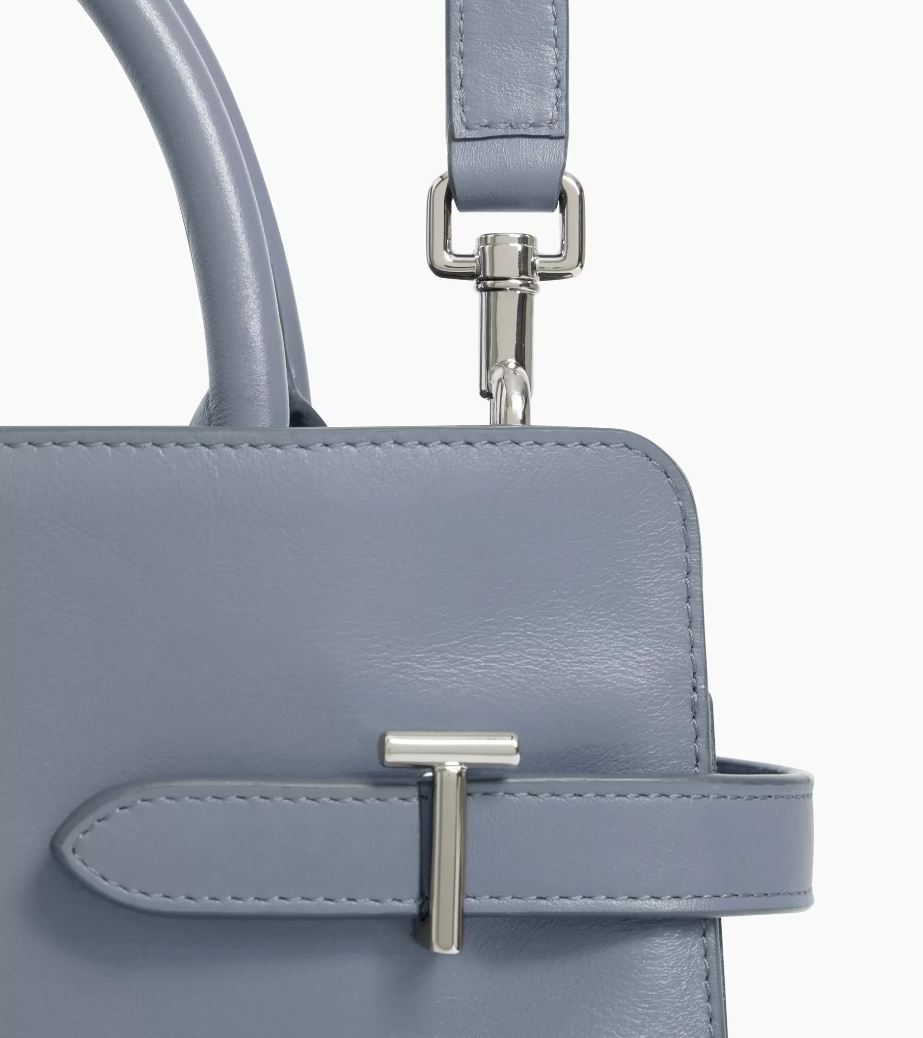 Femme Le Tanneur Sac à main moyen modèle Emie en cuir lisse et nubuck - BLEU ARGILE