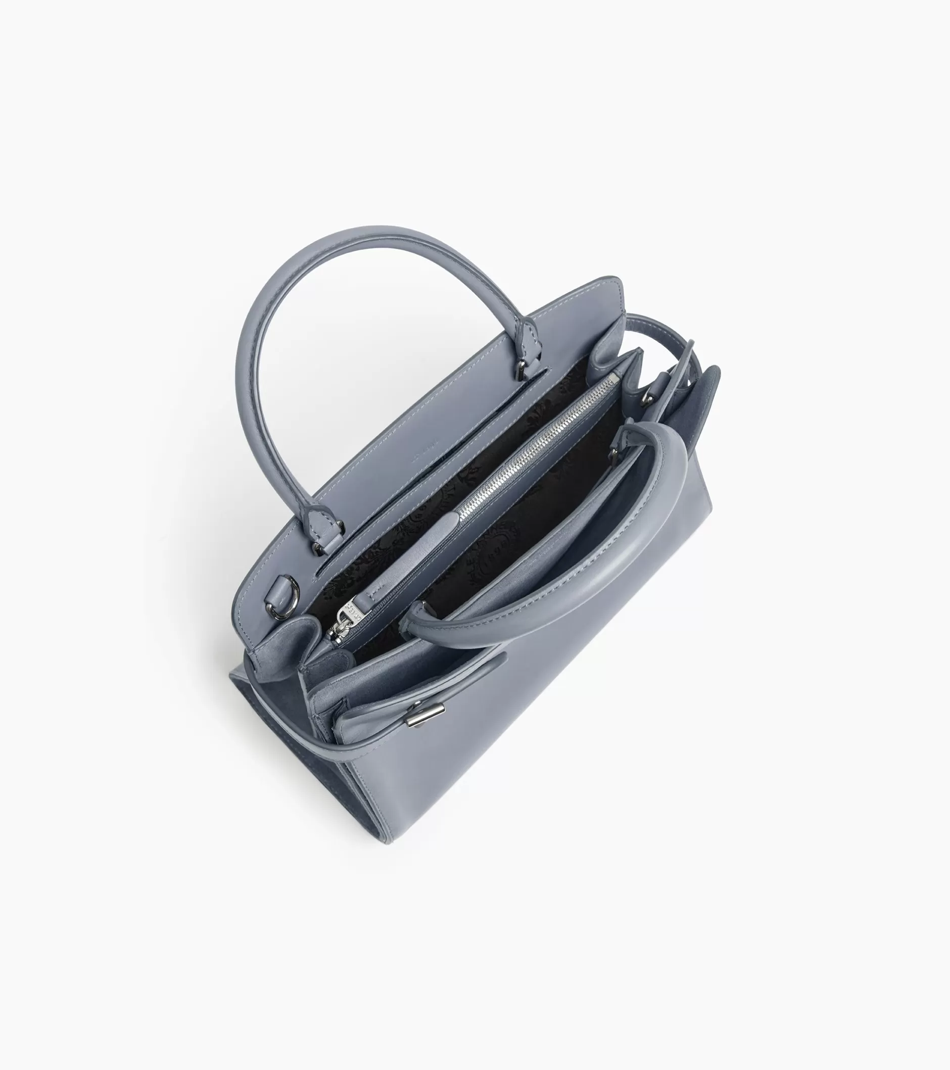 Femme Le Tanneur Sac à main moyen modèle Emie en cuir lisse et nubuck - BLEU ARGILE
