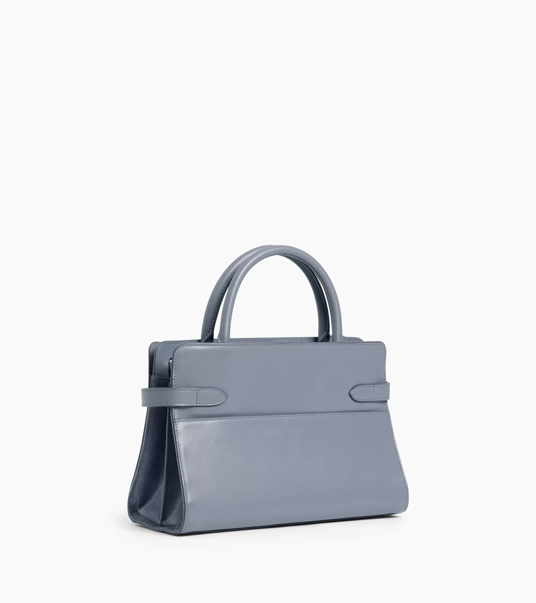 Femme Le Tanneur Sac à main moyen modèle Emie en cuir lisse et nubuck - BLEU ARGILE