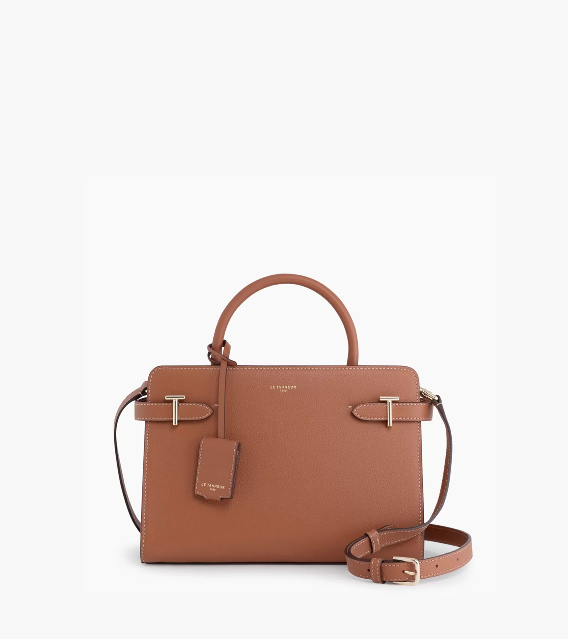 Femme Le Tanneur Sac à main moyen modèle Emilie en cuir grainé - Brown Tan