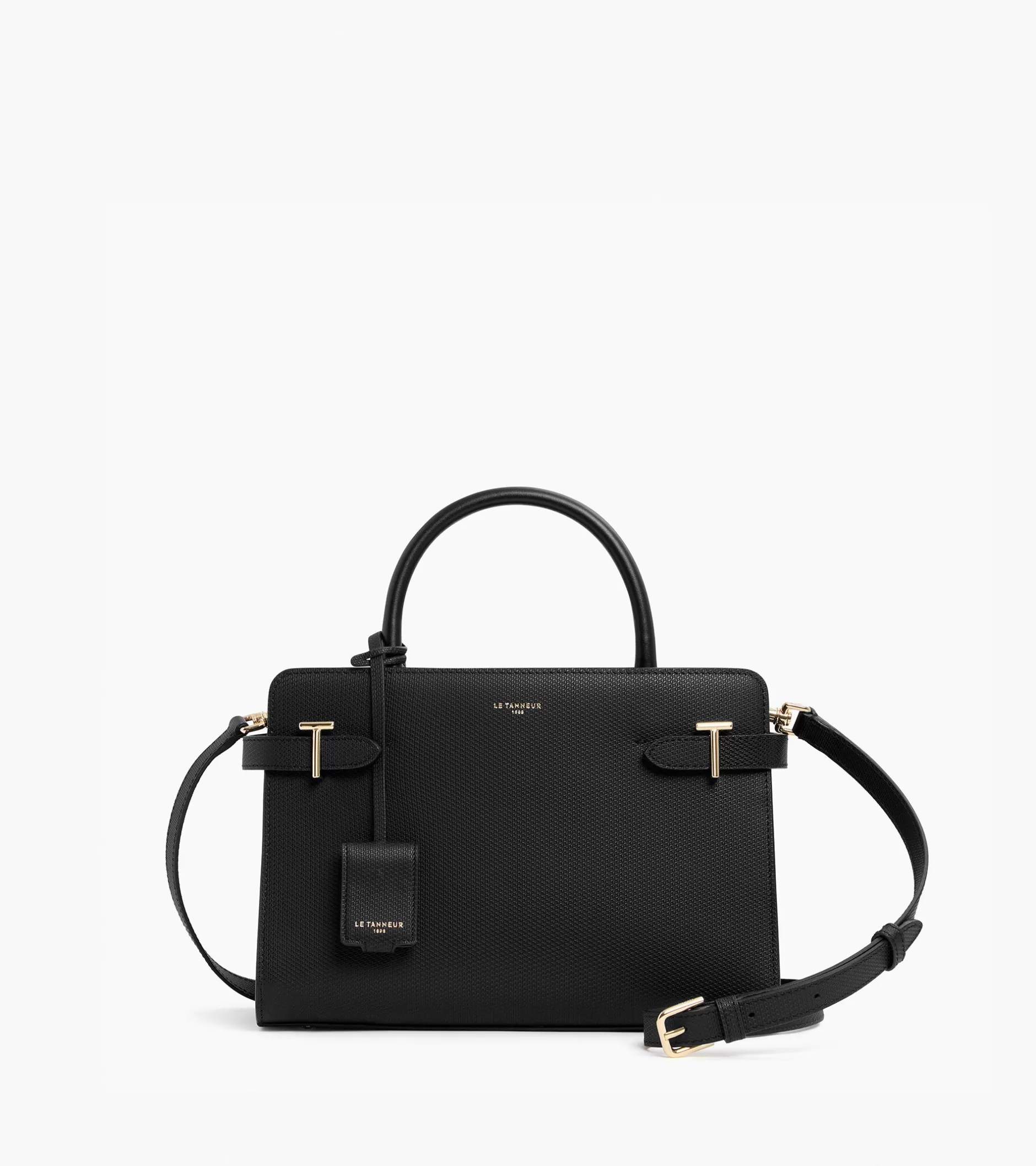 Femme Le Tanneur Sac à main moyen modèle Emilie en cuir signature T - Black