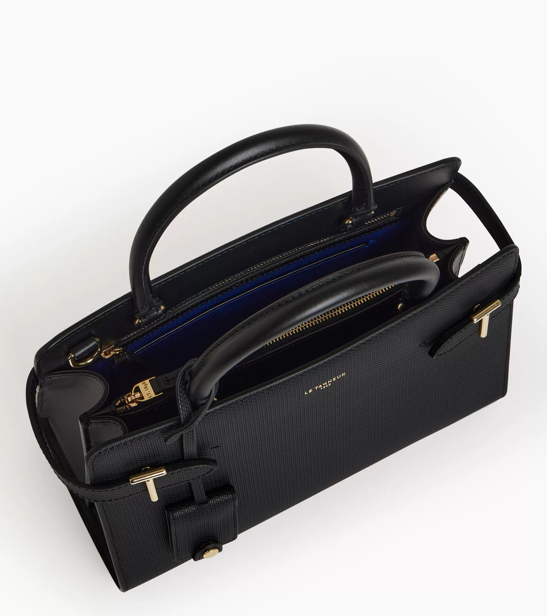 Femme Le Tanneur Sac à main moyen modèle Emilie en cuir signature T - Black