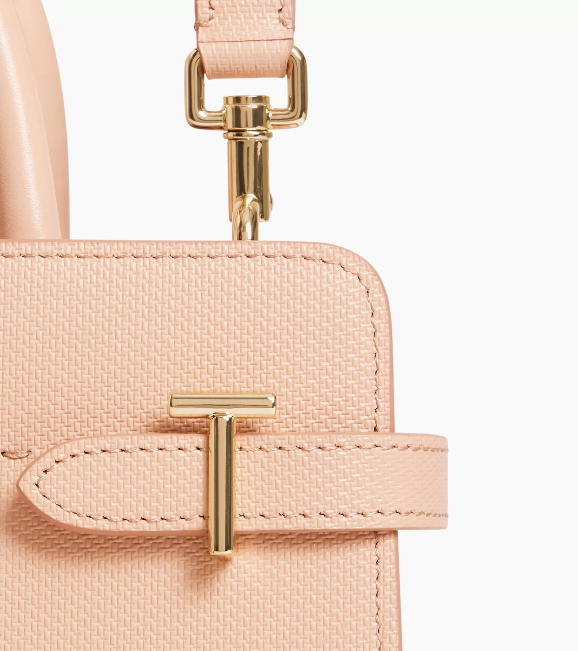 Femme Le Tanneur Sac à main moyen modèle Emilie en cuir signature T - ROSE POUDRE