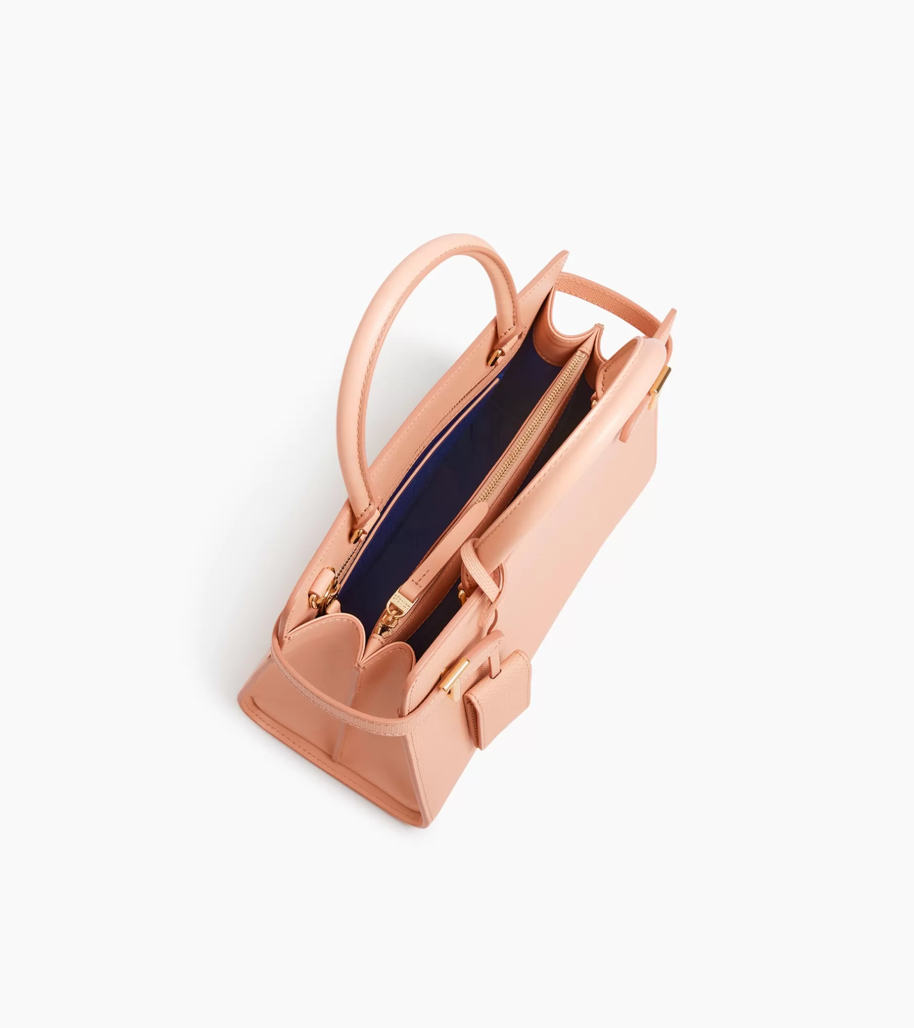 Femme Le Tanneur Sac à main moyen modèle Emilie en cuir signature T - ROSE POUDRE