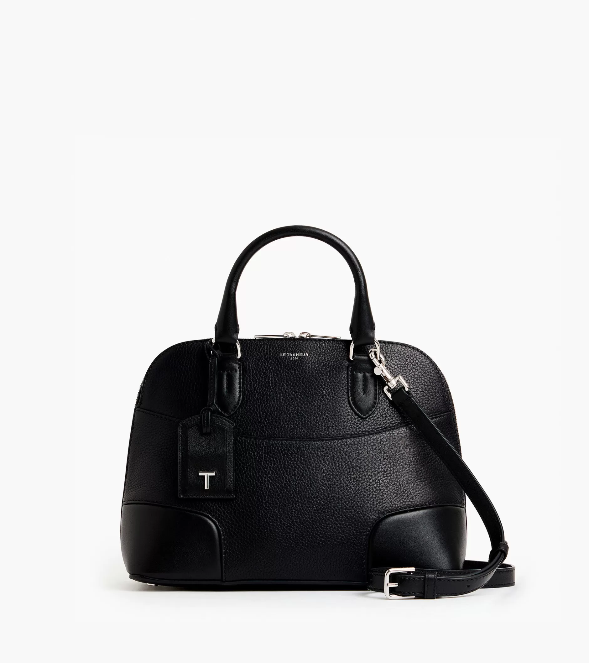 Femme Le Tanneur Sac à main moyen modèle Romy en cuir grainé et lisse - Black