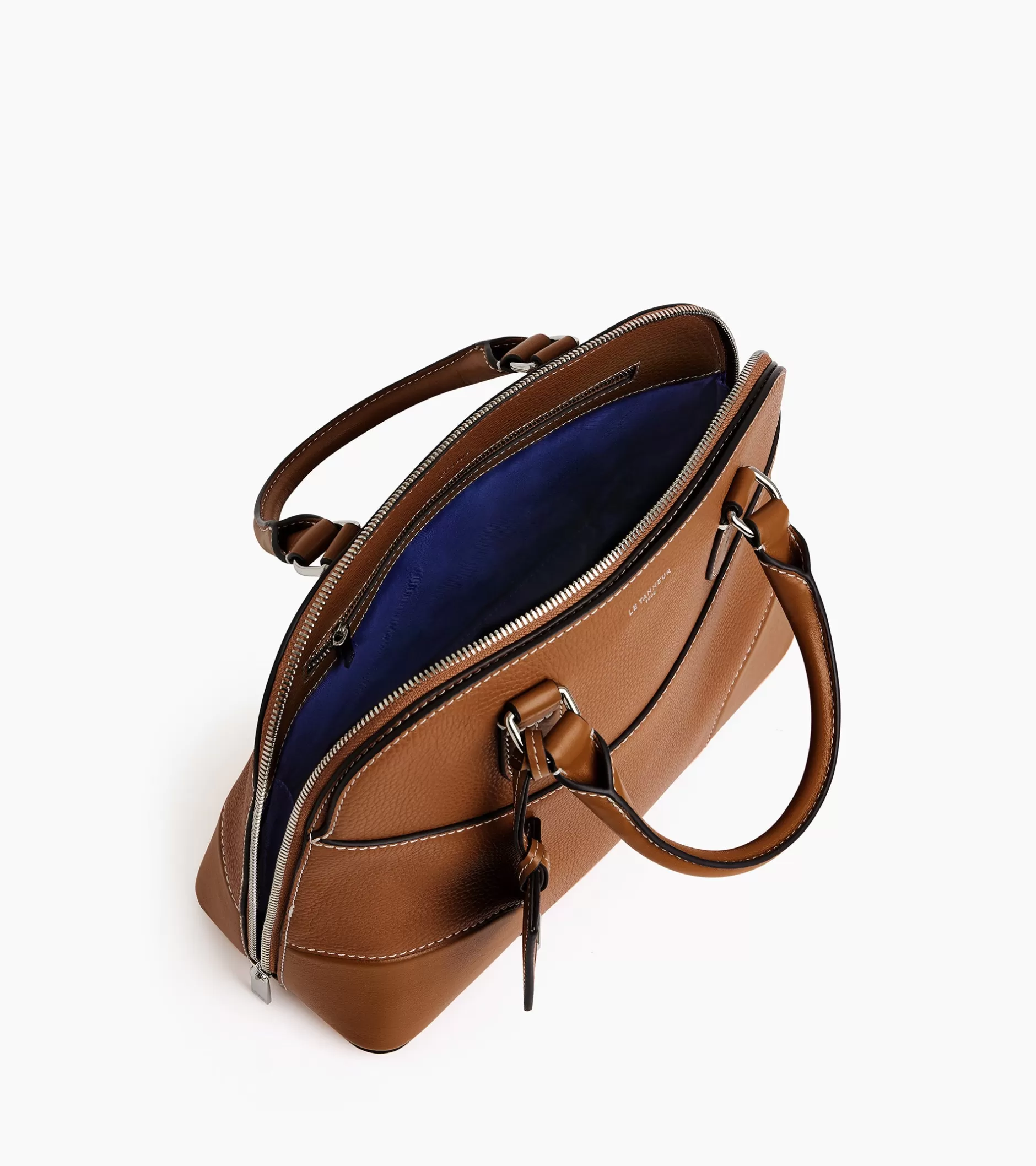 Femme Le Tanneur Sac à main moyen modèle Romy en cuir grainé et lisse - Brown Tan