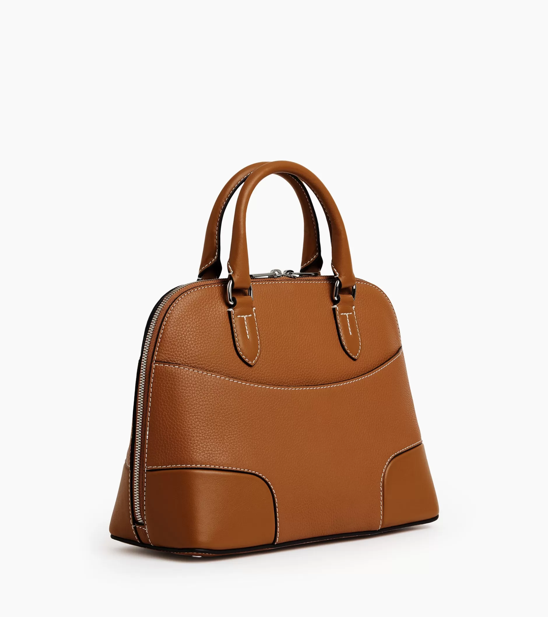 Femme Le Tanneur Sac à main moyen modèle Romy en cuir grainé et lisse - Brown Tan