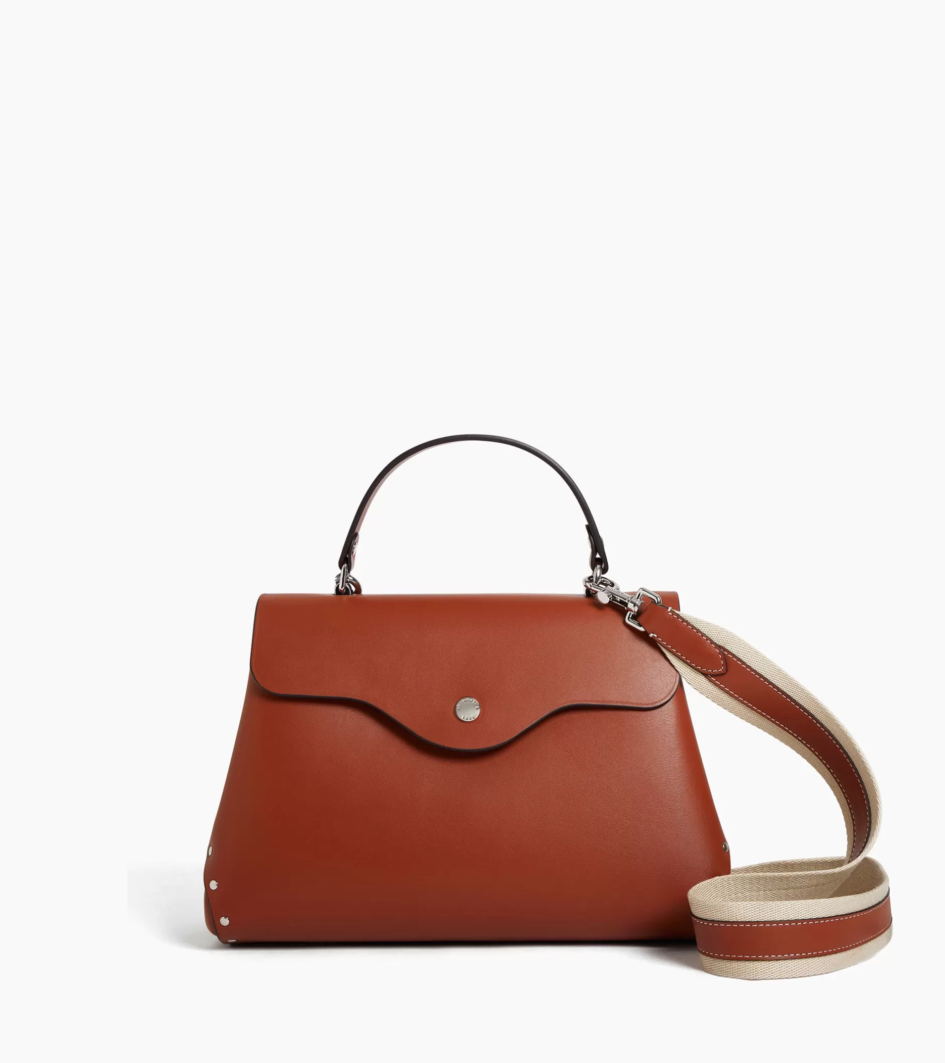 Femme Le Tanneur Sac à main moyen modèle Sans Couture en cuir lisse - Mahogany Brown