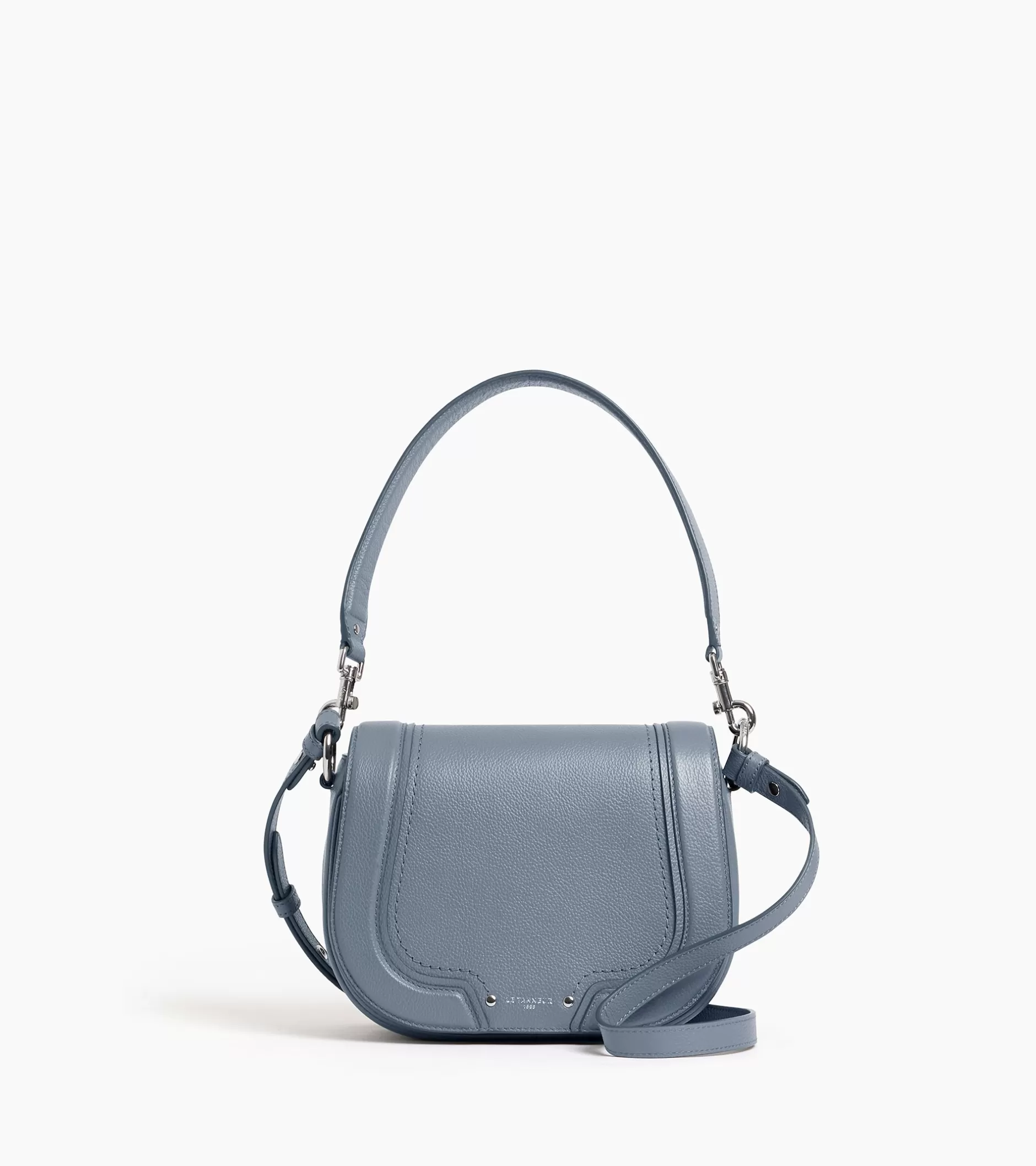 Femme Le Tanneur Sac bandoulière moyen modèle Ella en cuir grainé - BLEU ARGILE