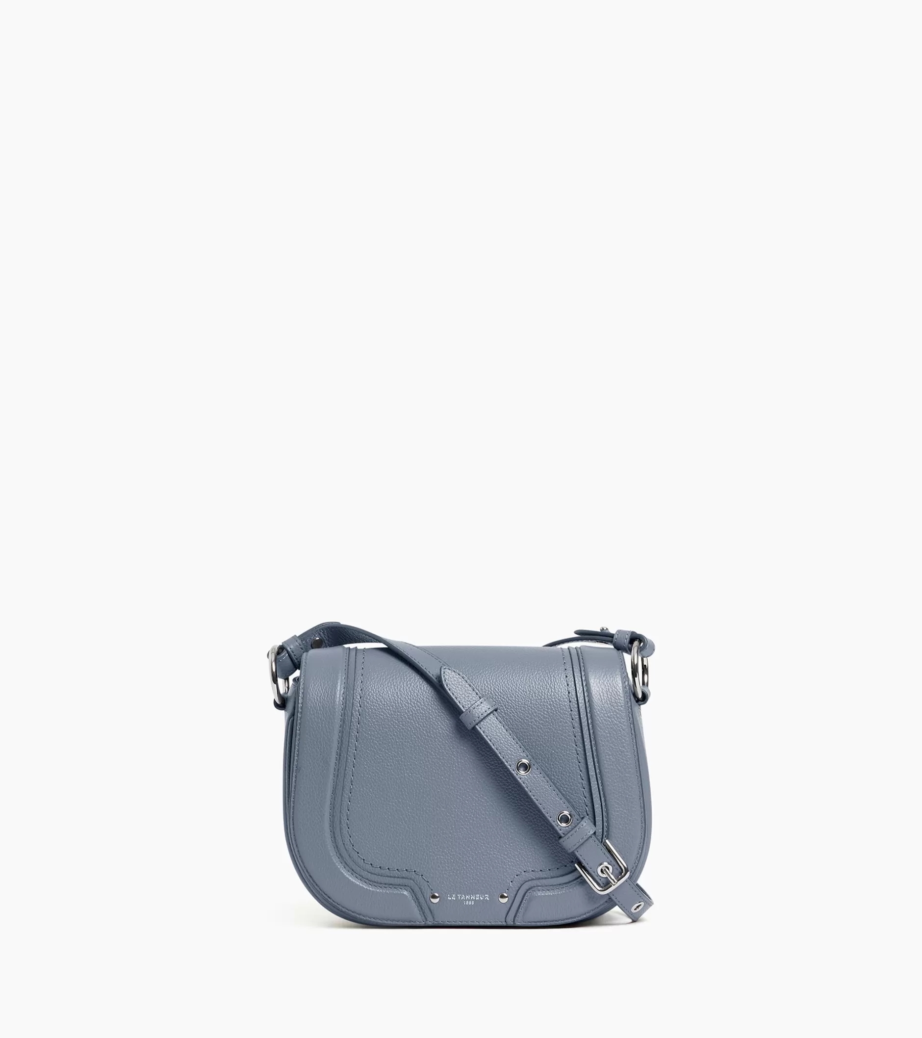 Femme Le Tanneur Sac bandoulière moyen modèle Ella en cuir grainé - BLEU ARGILE